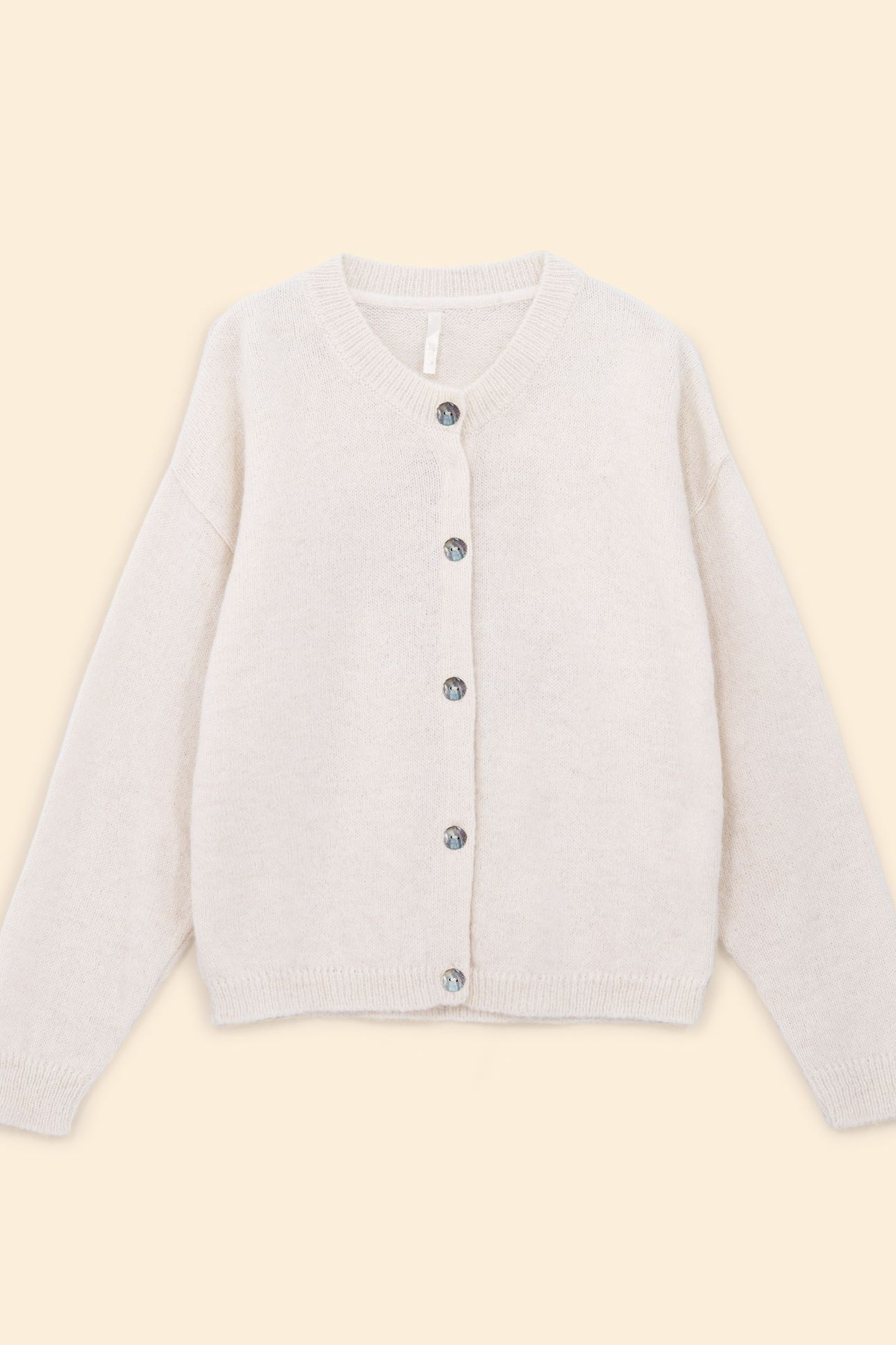 ECRU KNIT CARDIGAN WITH PALM TREES ON BACK OFF-WHITE 6