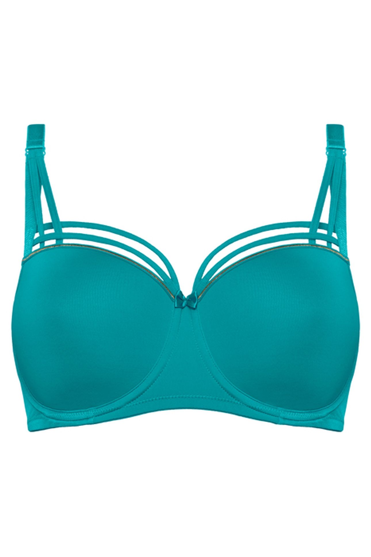 DAME DE PARIS LAKE BLUE AND GOLD BALCONY BRA 2