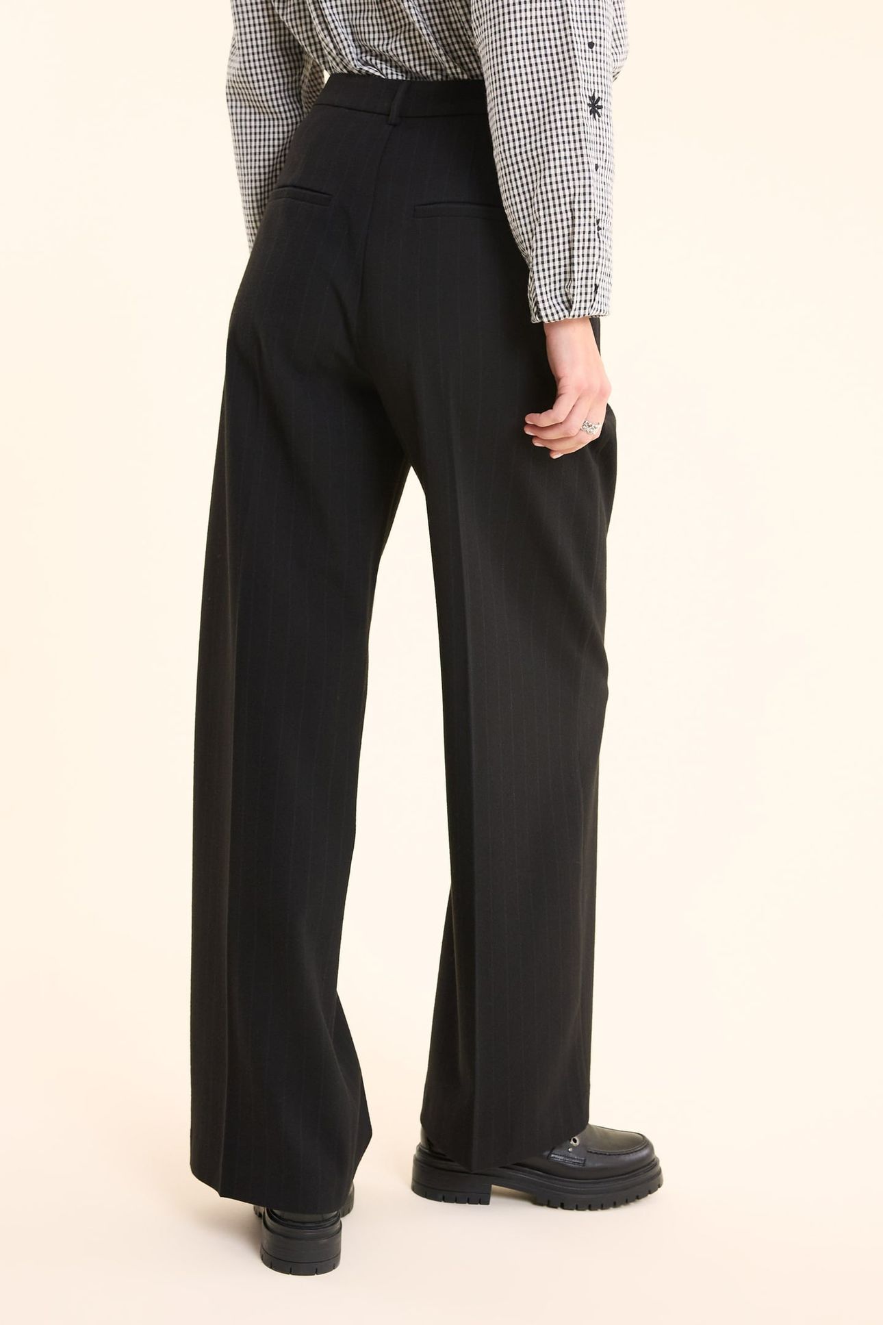 BLACK SUIT TROUSERS WITH BLUE PINSTRIPES BLACK 4