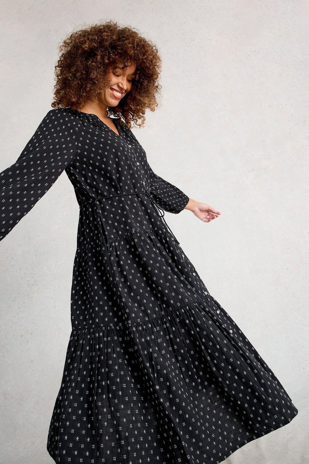 GINA MIDI DRESS BLACK MULTI 4