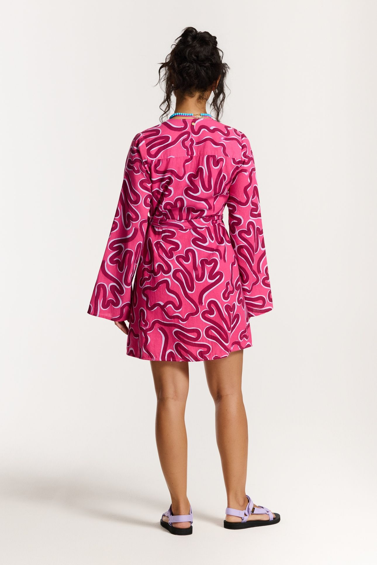 JANELLE DRESS SWIRLY CORAL PINK MAGENTA SWIRLY CORAL 6