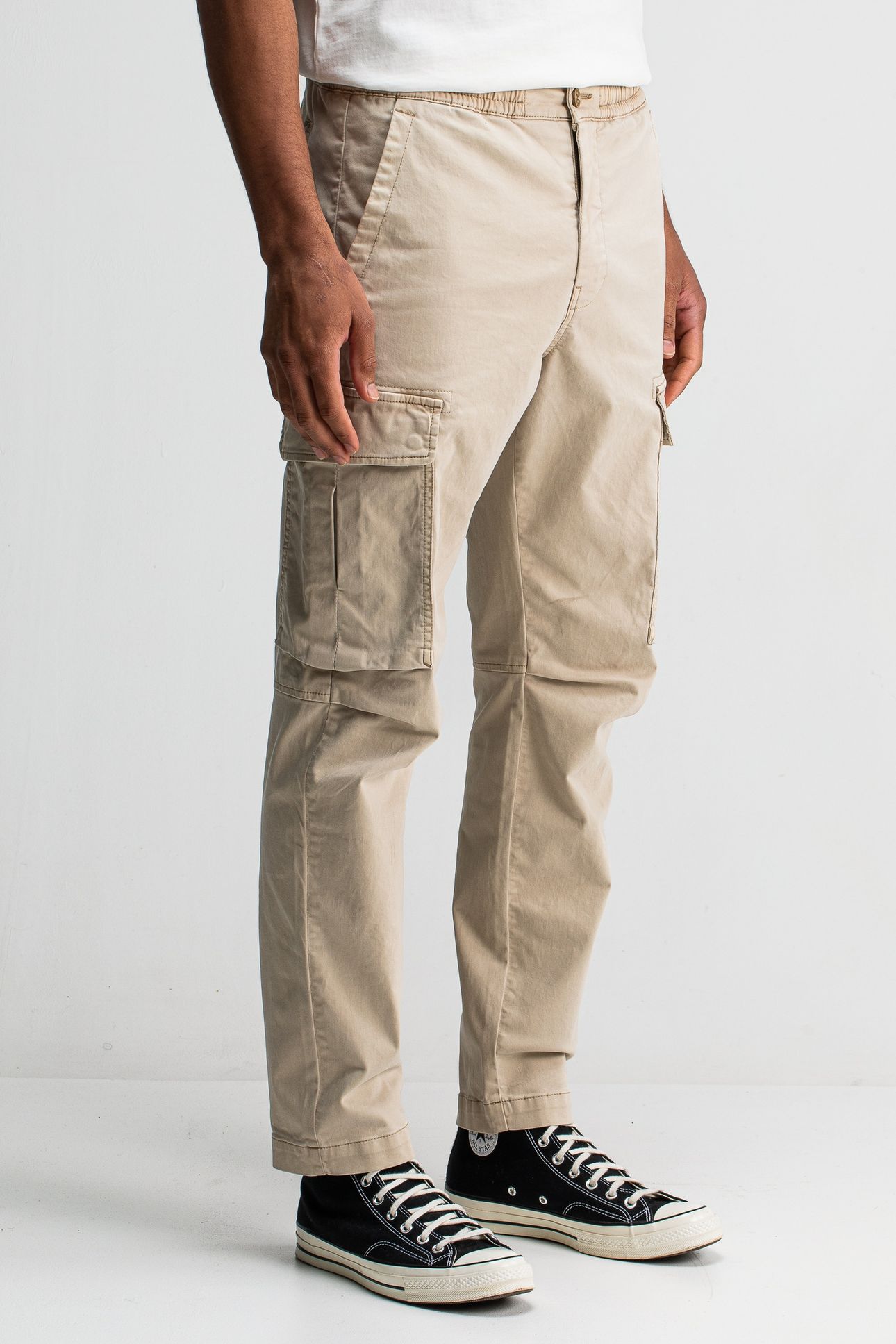 TRISTAN SLIM SATEEN CARGO BEIGE GREY 1