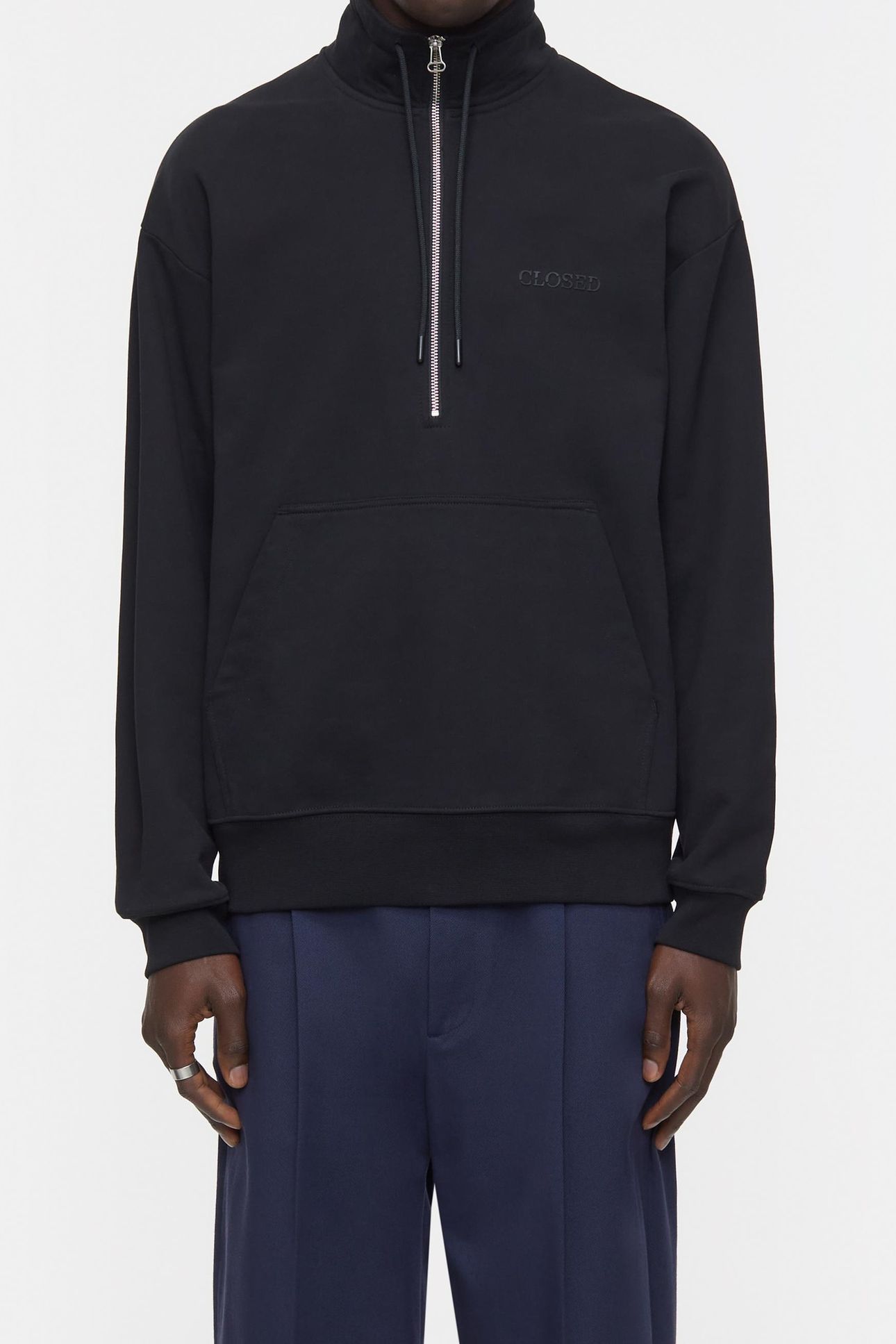 HALF ZIP SWEAT T-SHIRTS BLACK 2