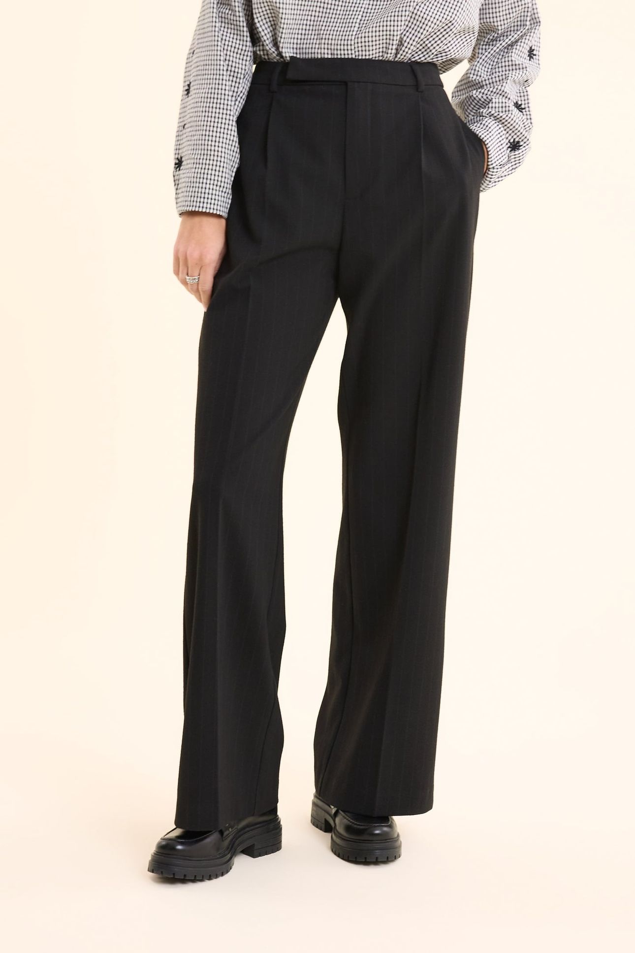 BLACK SUIT TROUSERS WITH BLUE PINSTRIPES BLACK 2