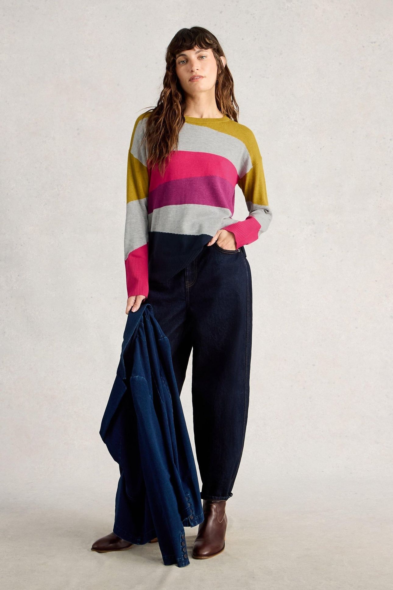 OLIVE COLOURBLOCK JUMPER PLUM MULTI 1