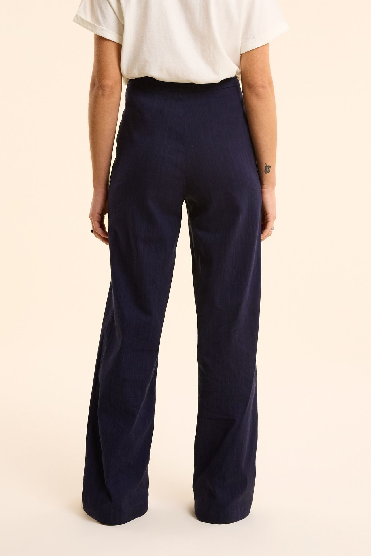 WIDE-LEG NAVY SUIT PANTS MARINE 4