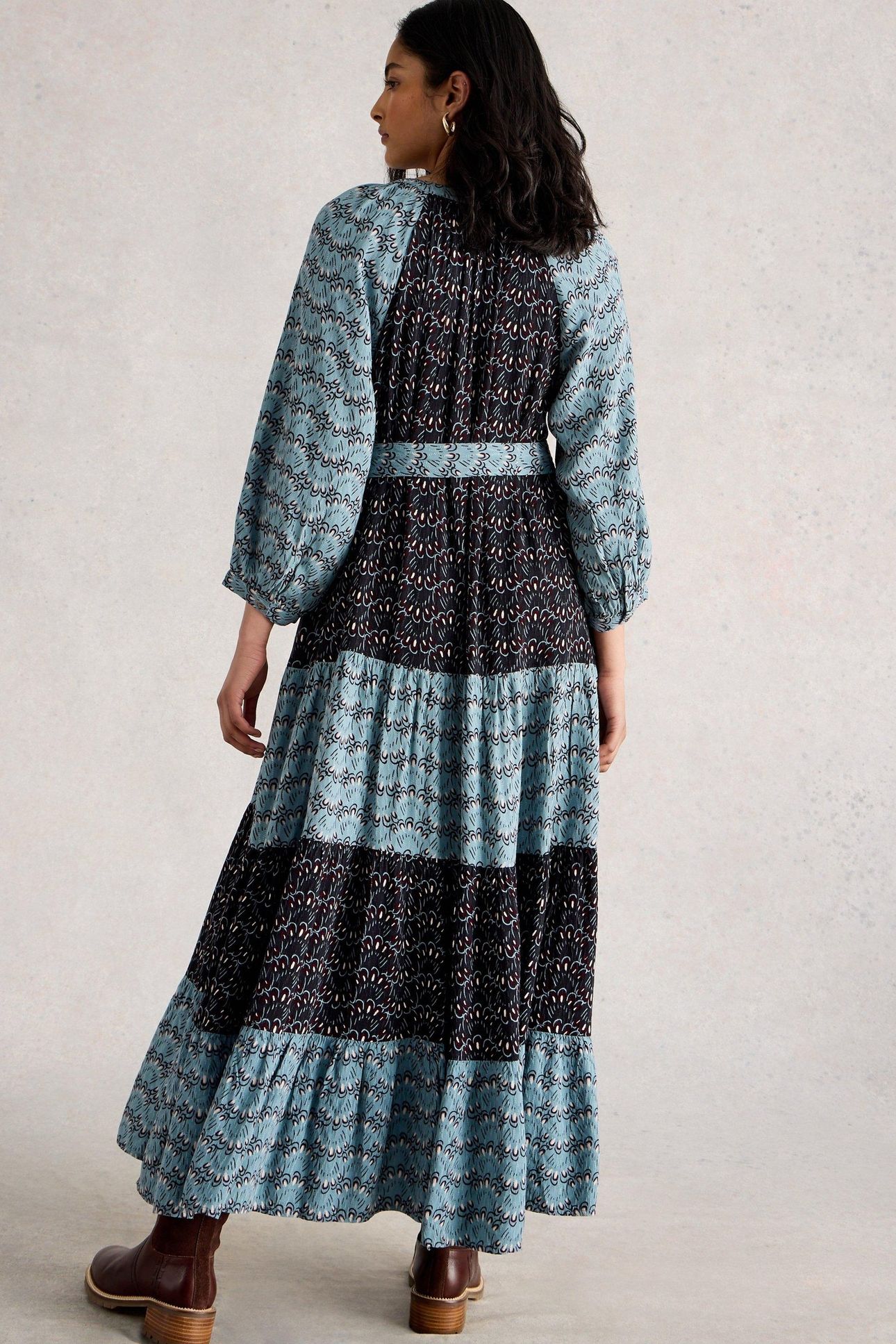 CLEMENTINE MIDI DRESS BLUE MULTI 2