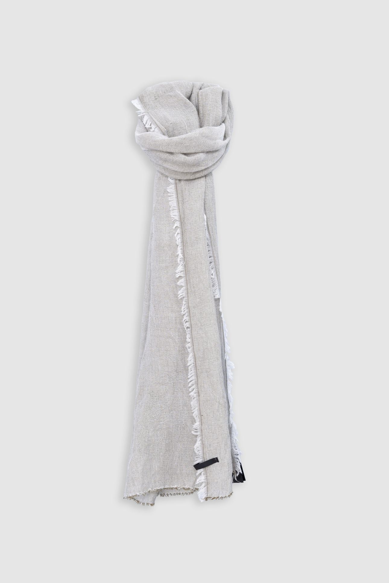 KHAKI SEMI-PLAIN SCARF WITH FRINGED EDGES 1