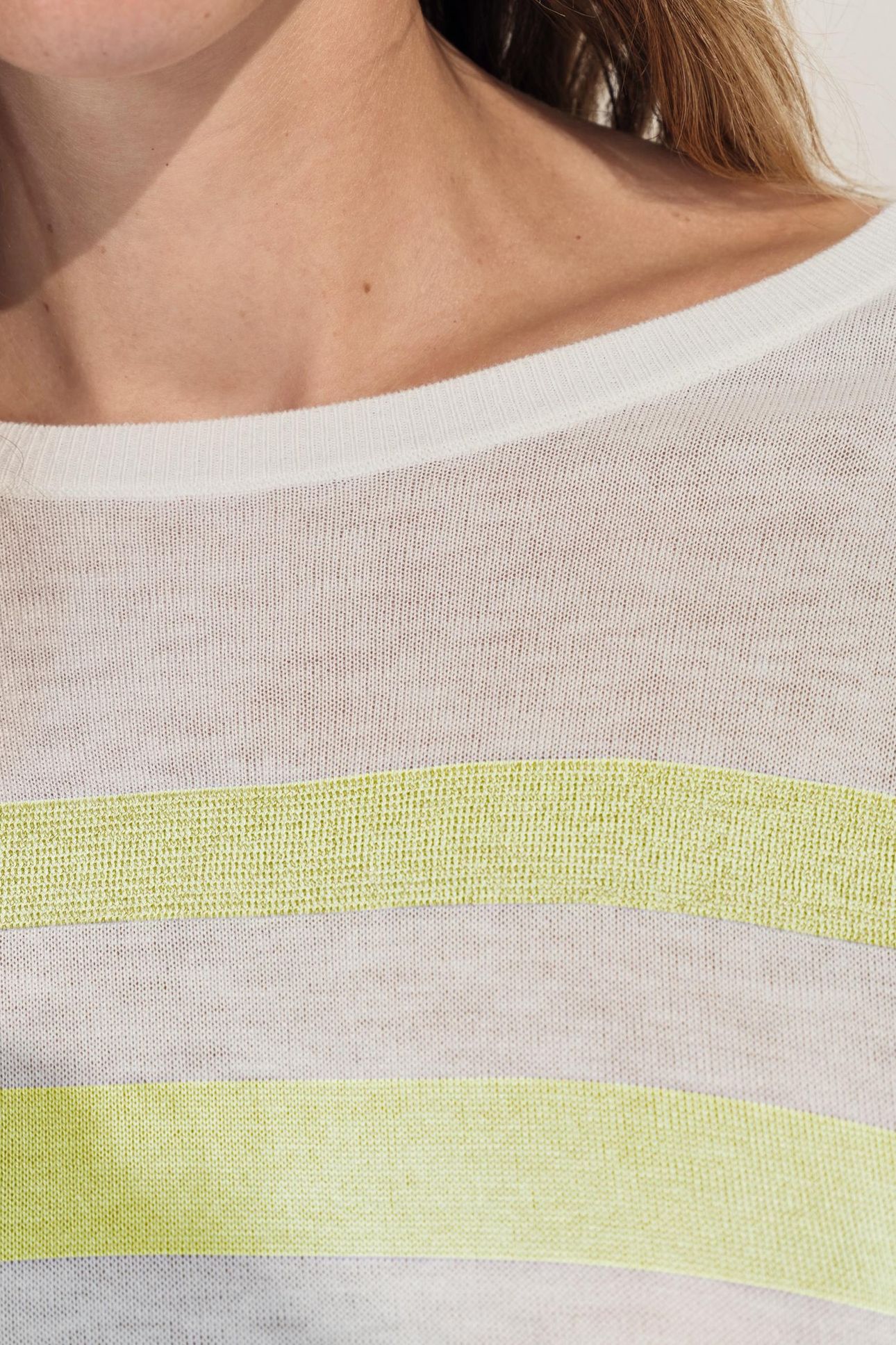 TZAR - ECRU SWEATER WITH YELLOW STRIPED KNIT INTARSIA DANCER 6