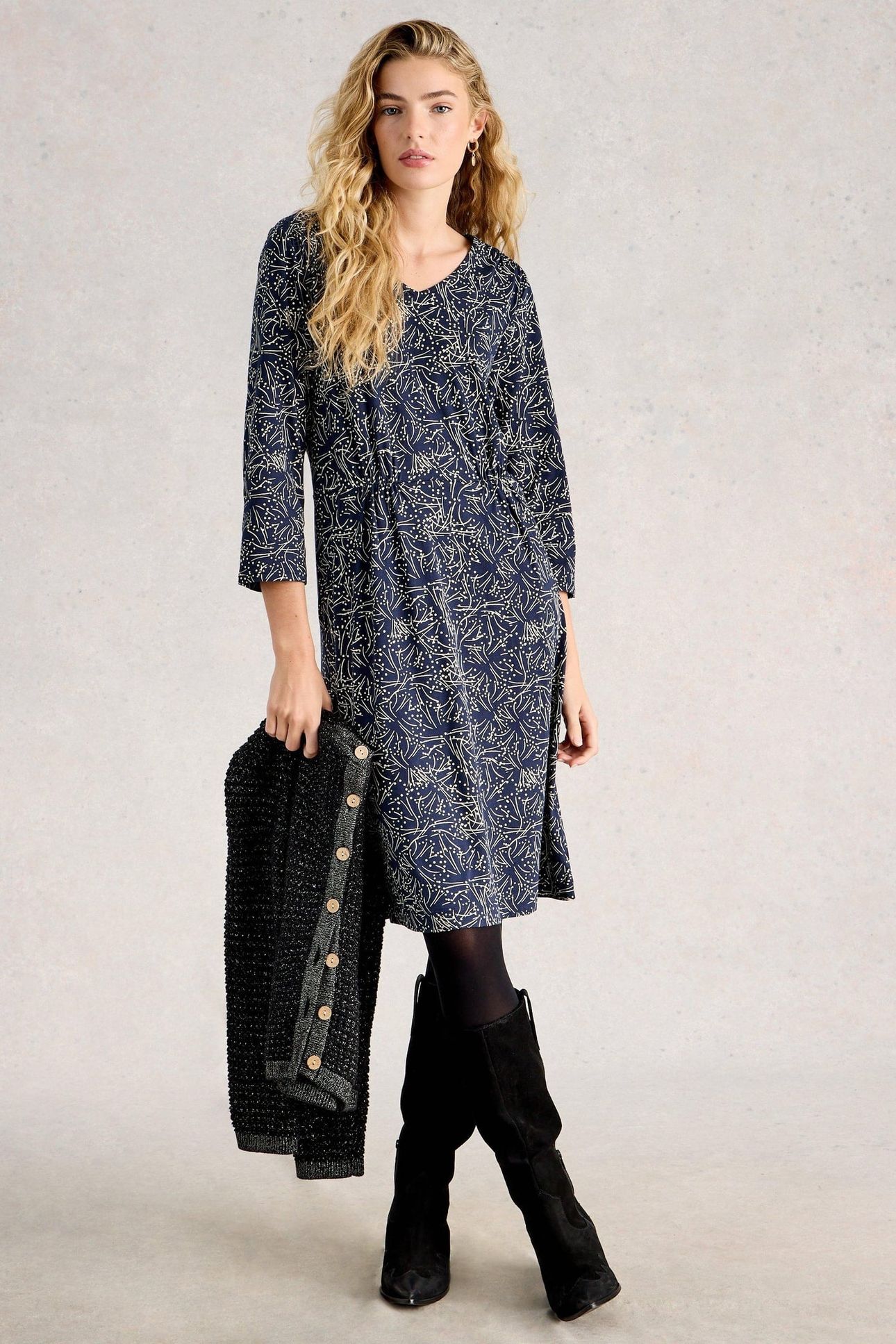 TALLIE JERSEY DRESS NAVY PRINT 1