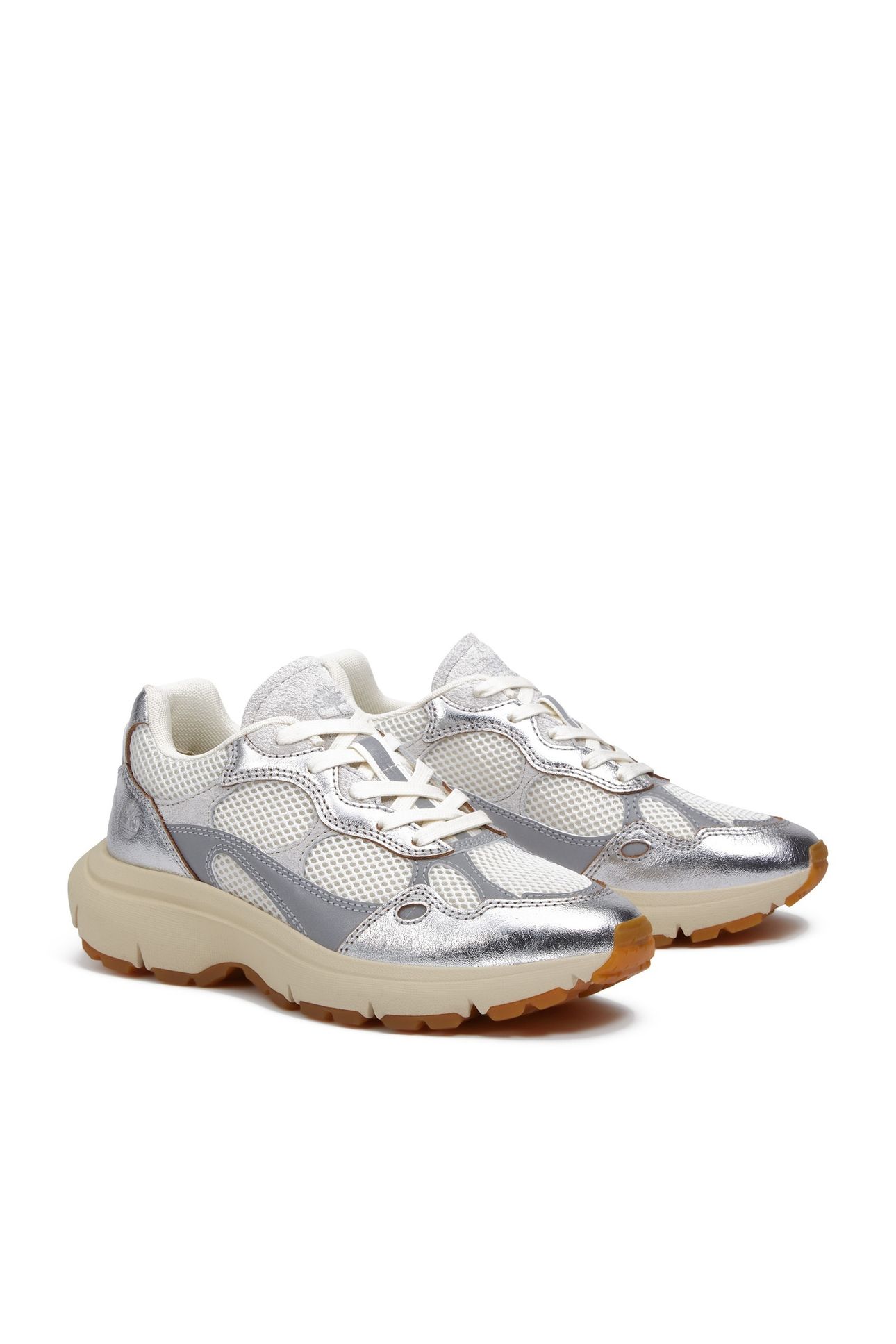HAZEL LANE LOW LACE UP SNEAKER NATURAL MESH SILVER 3