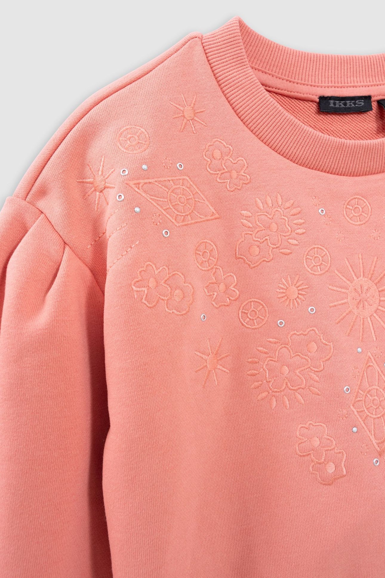 PINK SWEATSHIRT WITH EMBROIDERY AND EYELETS 4