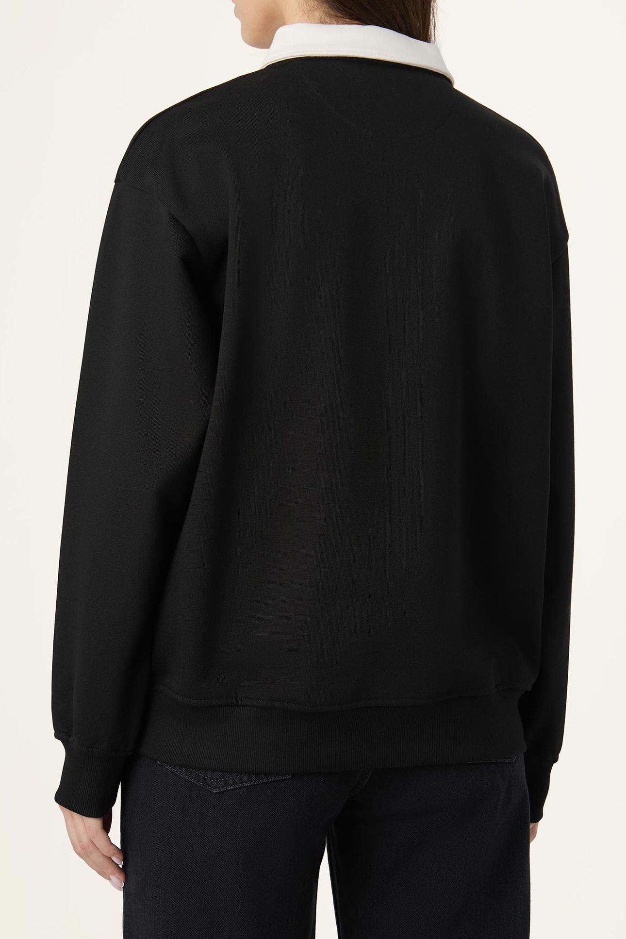 LAGRIO LOOSE POLO SWEATSHIRT BLACK-EGRET 3