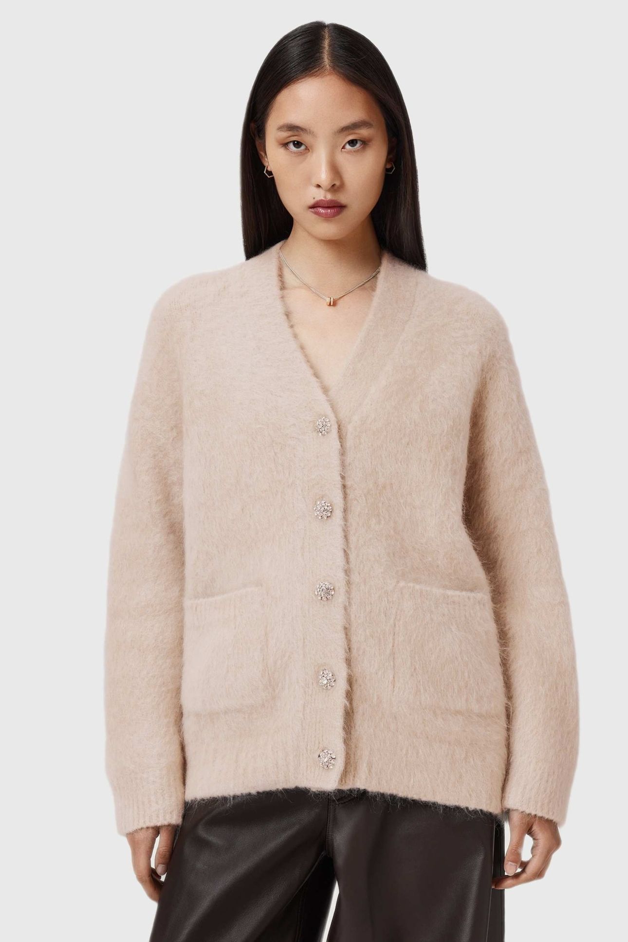 RUBI EMB CARDI PEARL WHITE 1