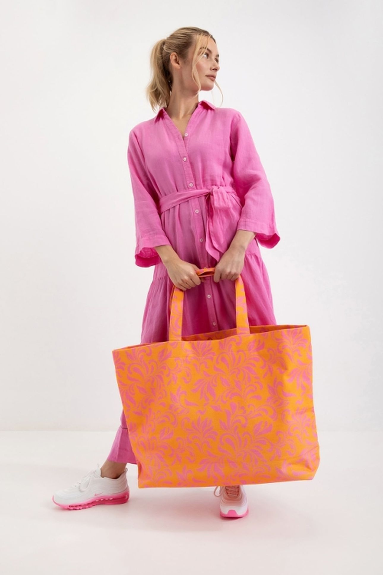 BEACH BAG LIGHT ORANGE PRINT 1