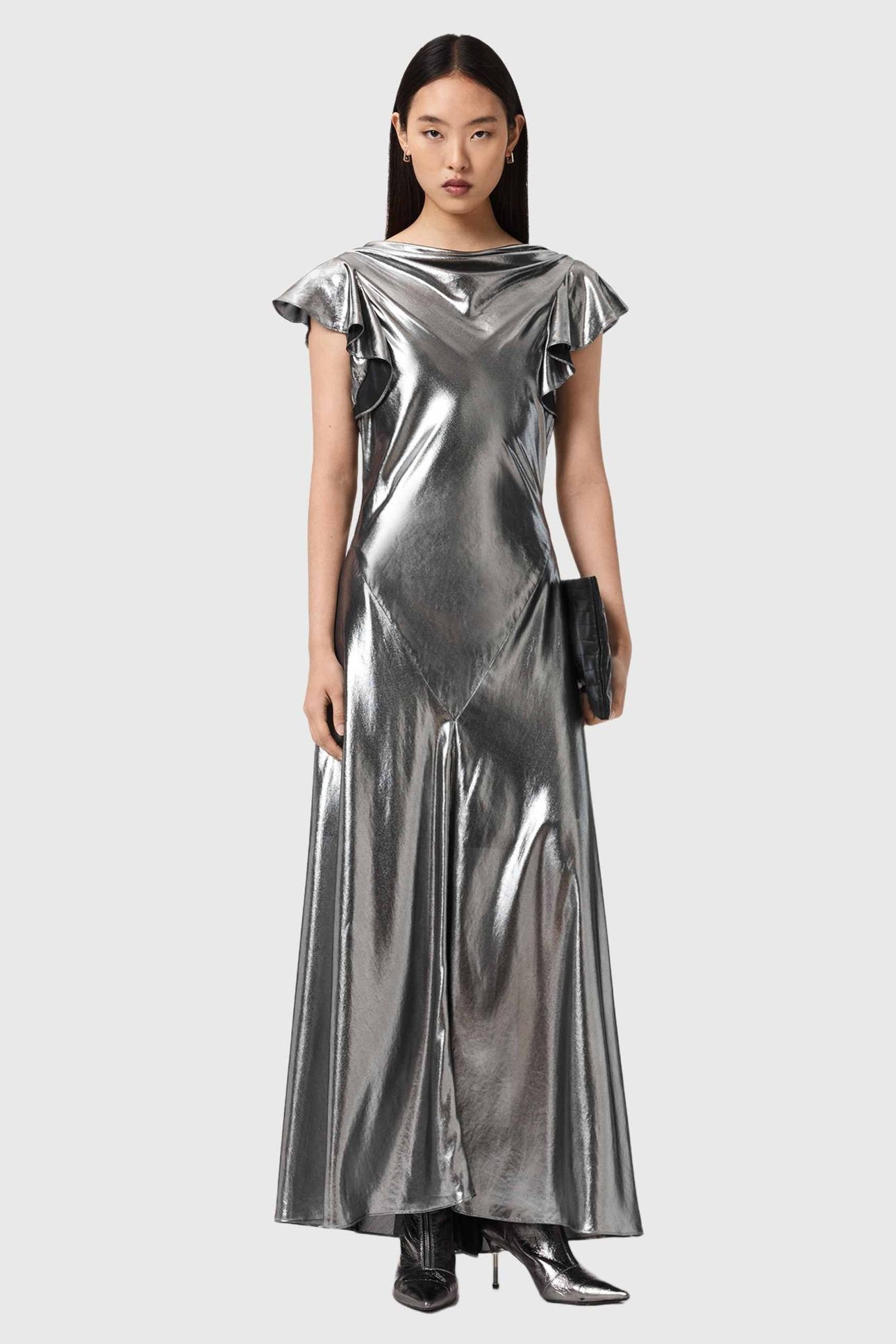 FLORA DRESS METALLIC SILVER 1
