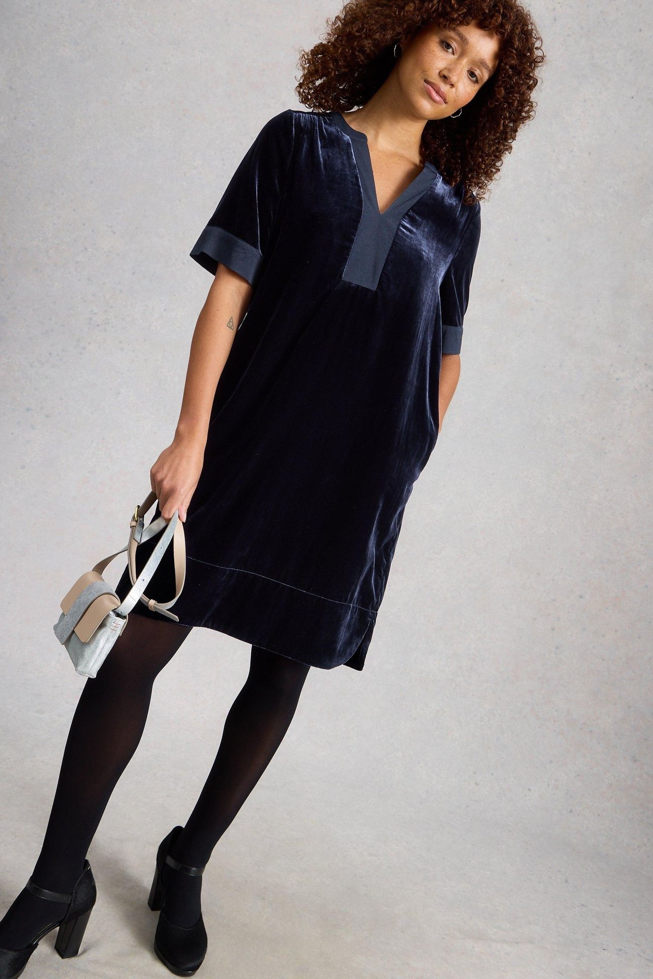 JUNE VELVET DRESS DARK NAVY 2