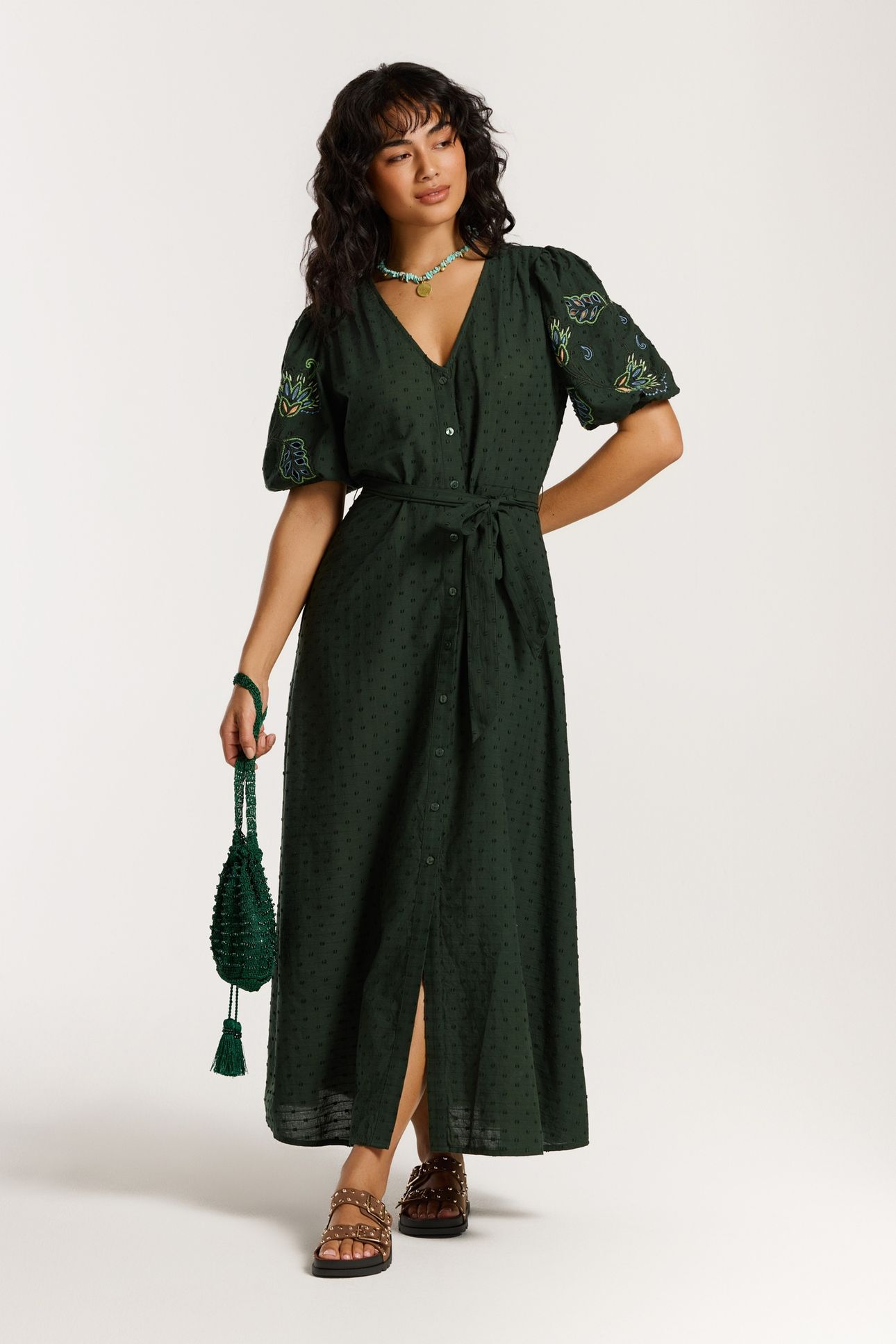 green dobby dress JOSEPHINE PINES DOBBY | Online Outlet NEWLOOPY