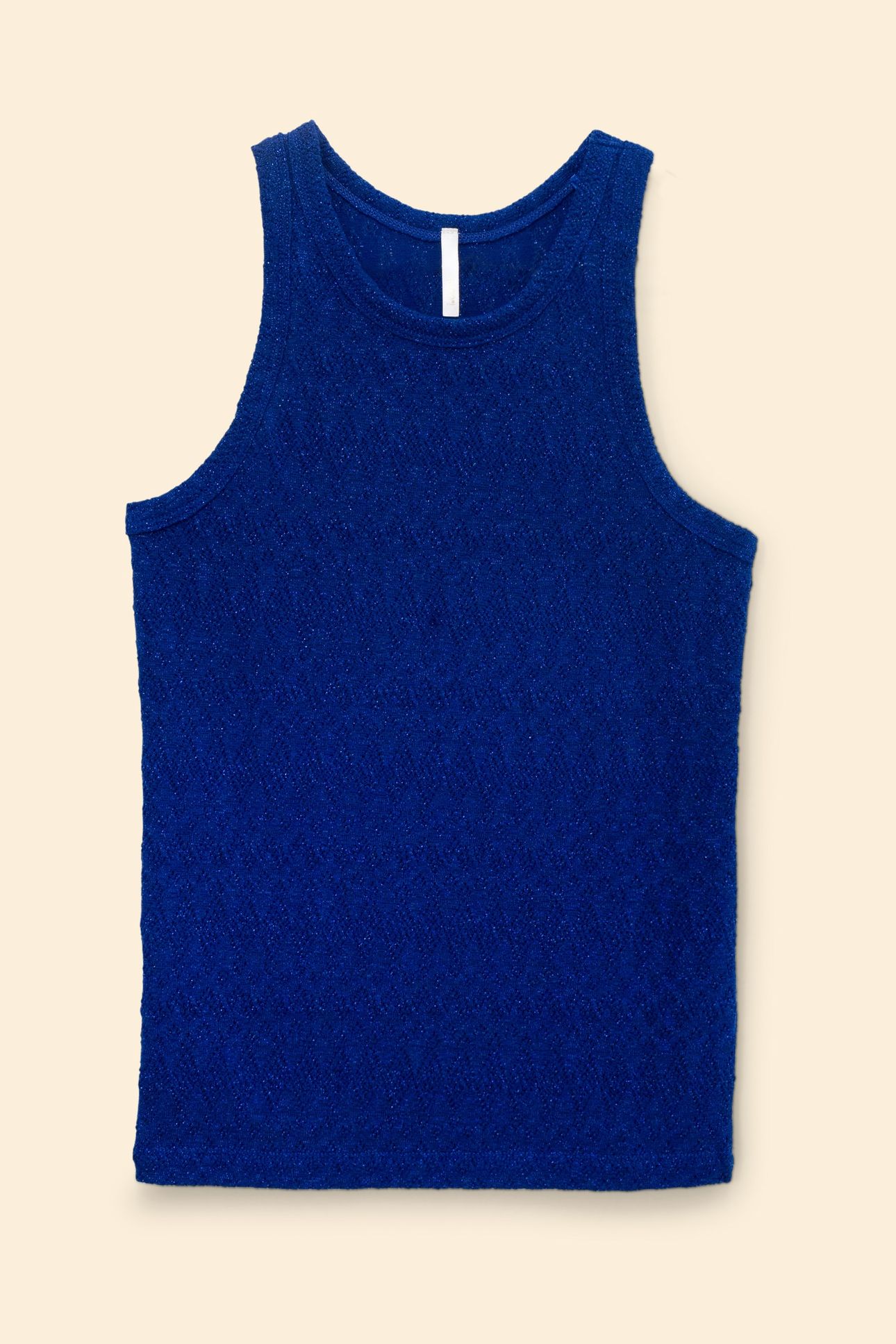 BLUE TANK TOP LUREX FANCY OPENWORK MESH ELECTRIC BLUE 5