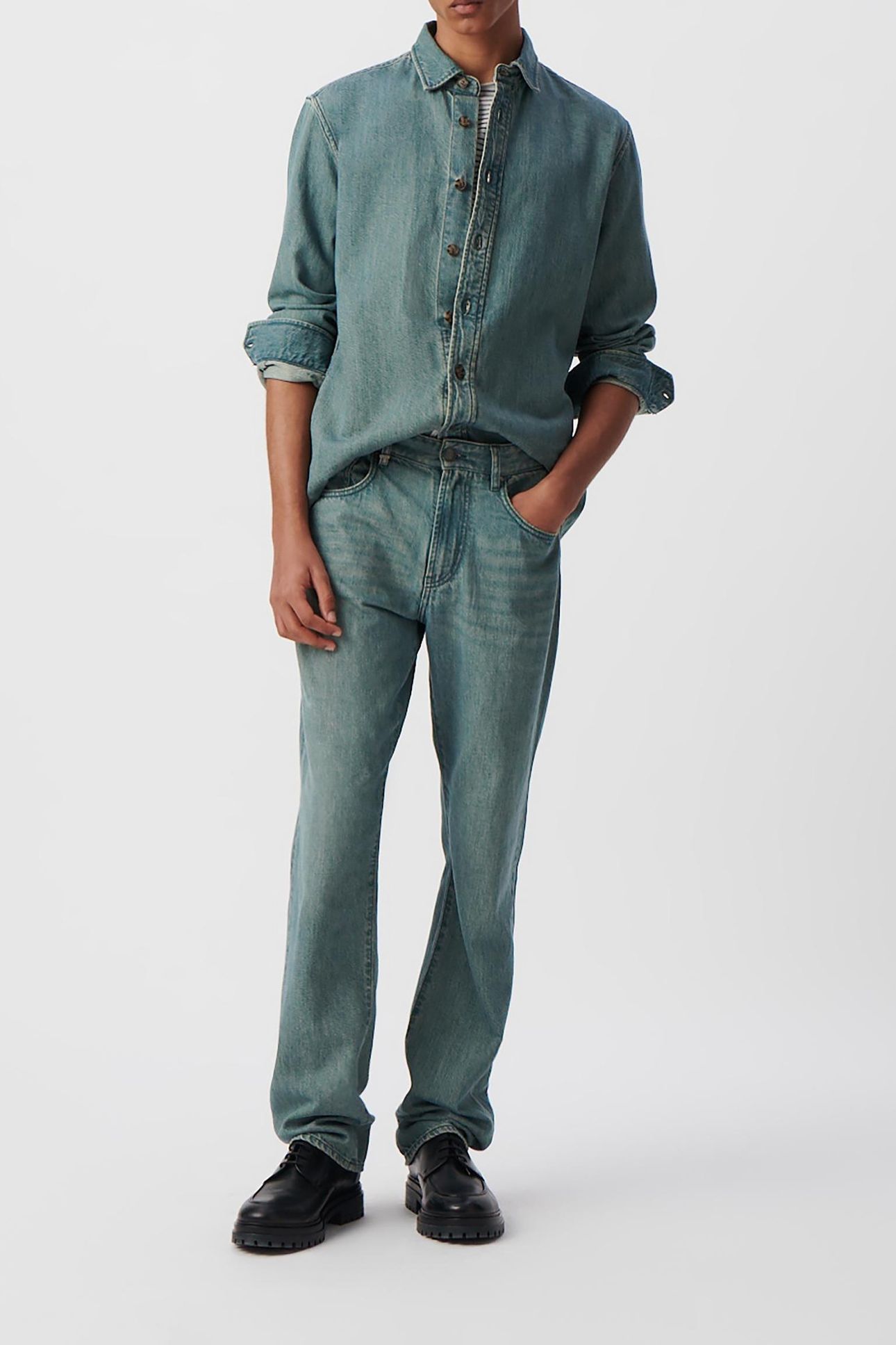 GREY BLUE DENIM REGULAR OVERSHIRT 1