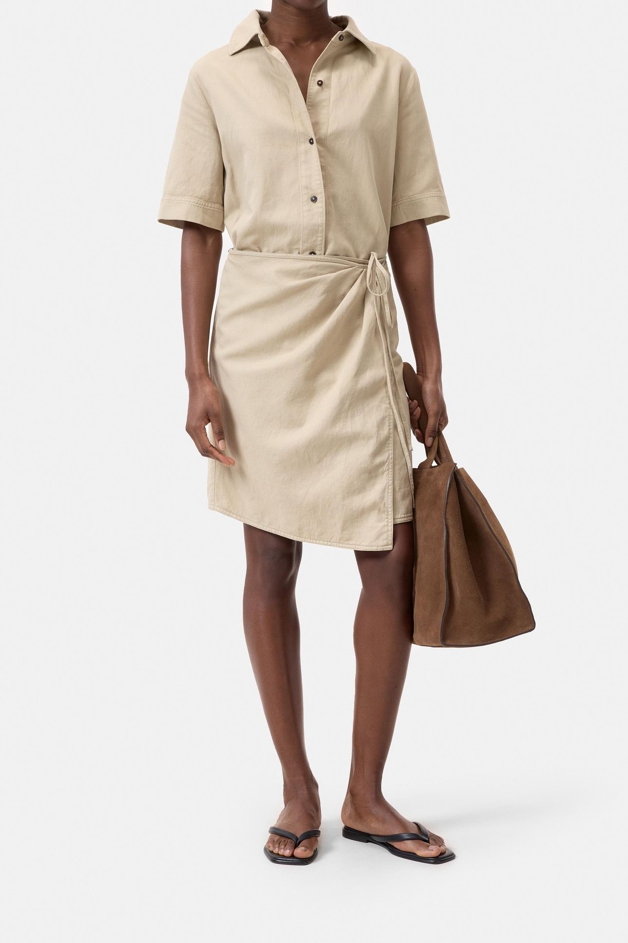 SHORT WRAP DRESS SOFT BEIGE 1