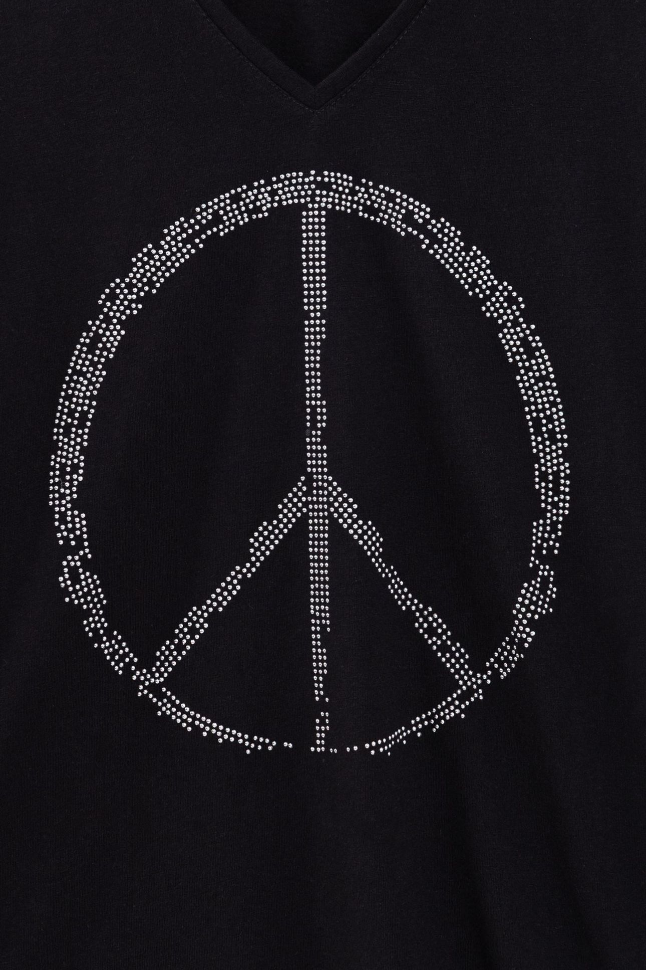 BLACK ORGANIC COTTON PEACE AND LOVE STUDDED TEE-SHIRT 6