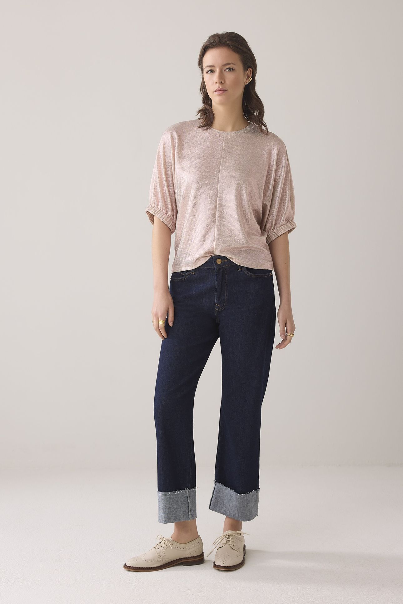 BATWING BOXY TOP METALLIC SWEAT FLUID ROSE SMOKE 1
