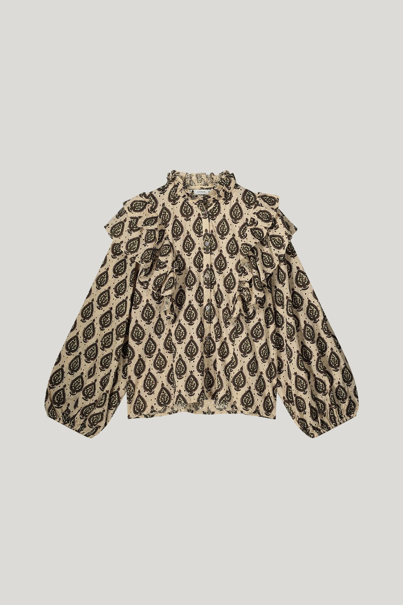 LONGSLEEVE BLOUSE PRINT BRODERY PEBBLE BEIGE 4