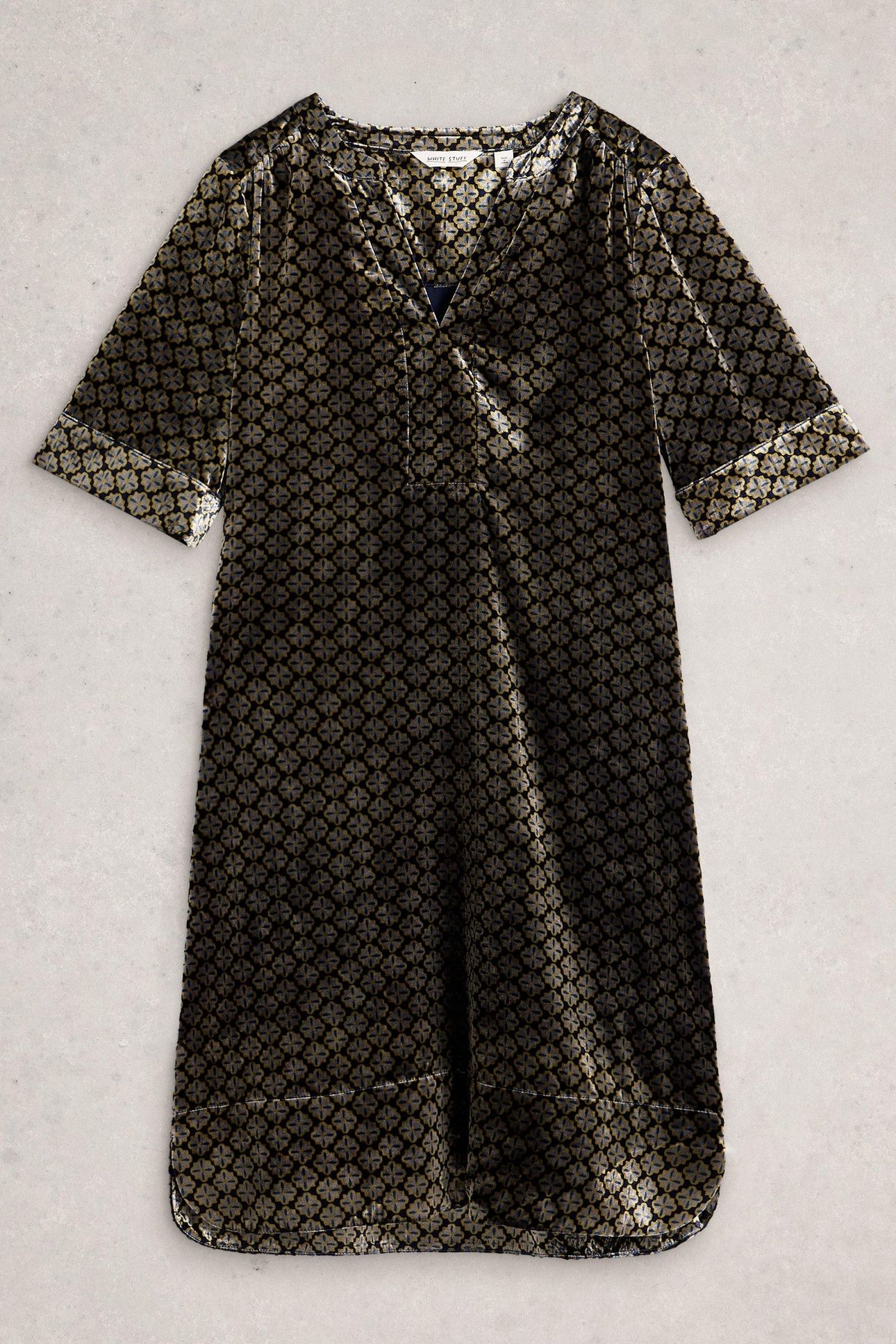 JUNE VELVET DRESS NATURAL MULTI 3