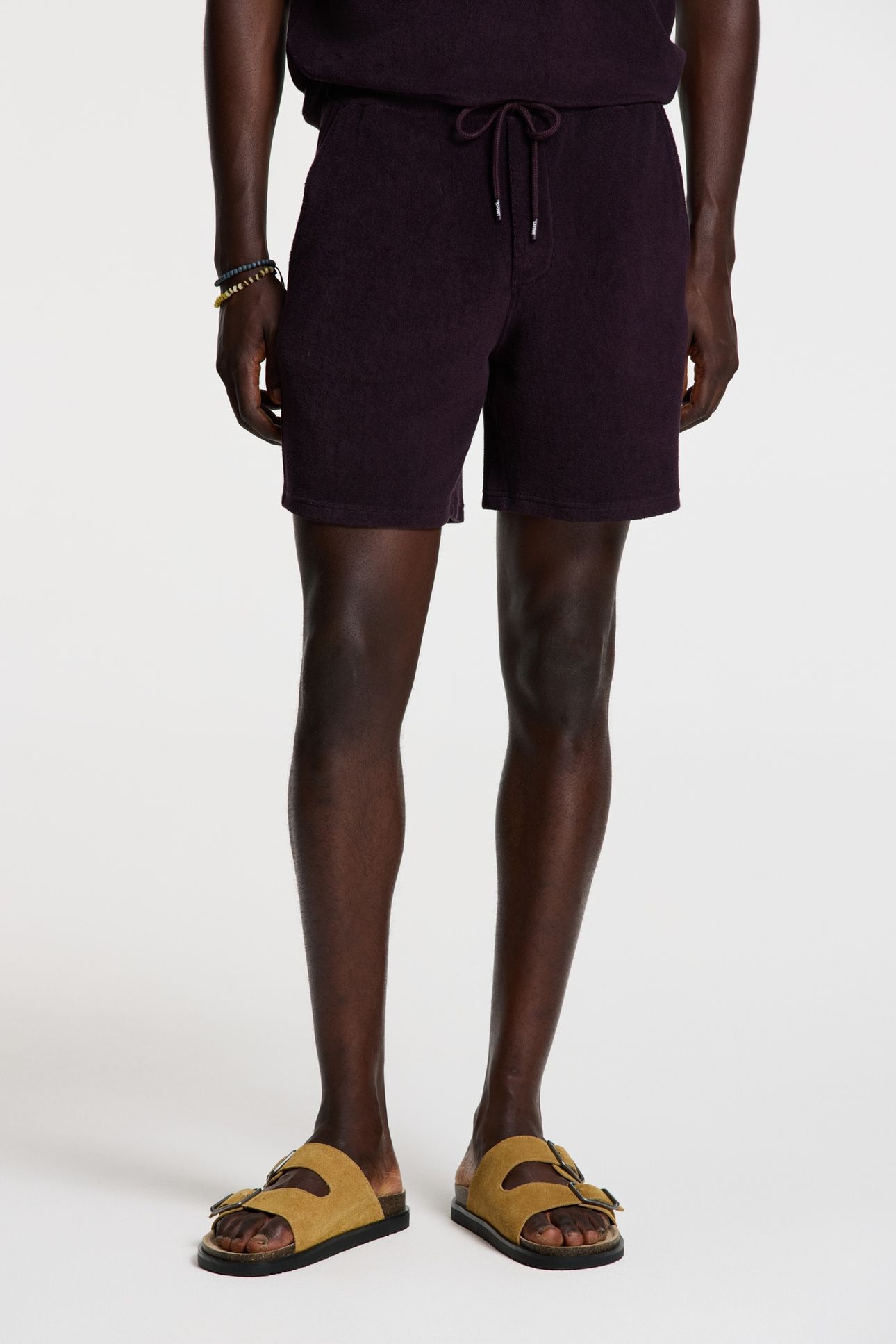 EVAN TOWELING SHORTS SOLID PURPLE ROCK 2