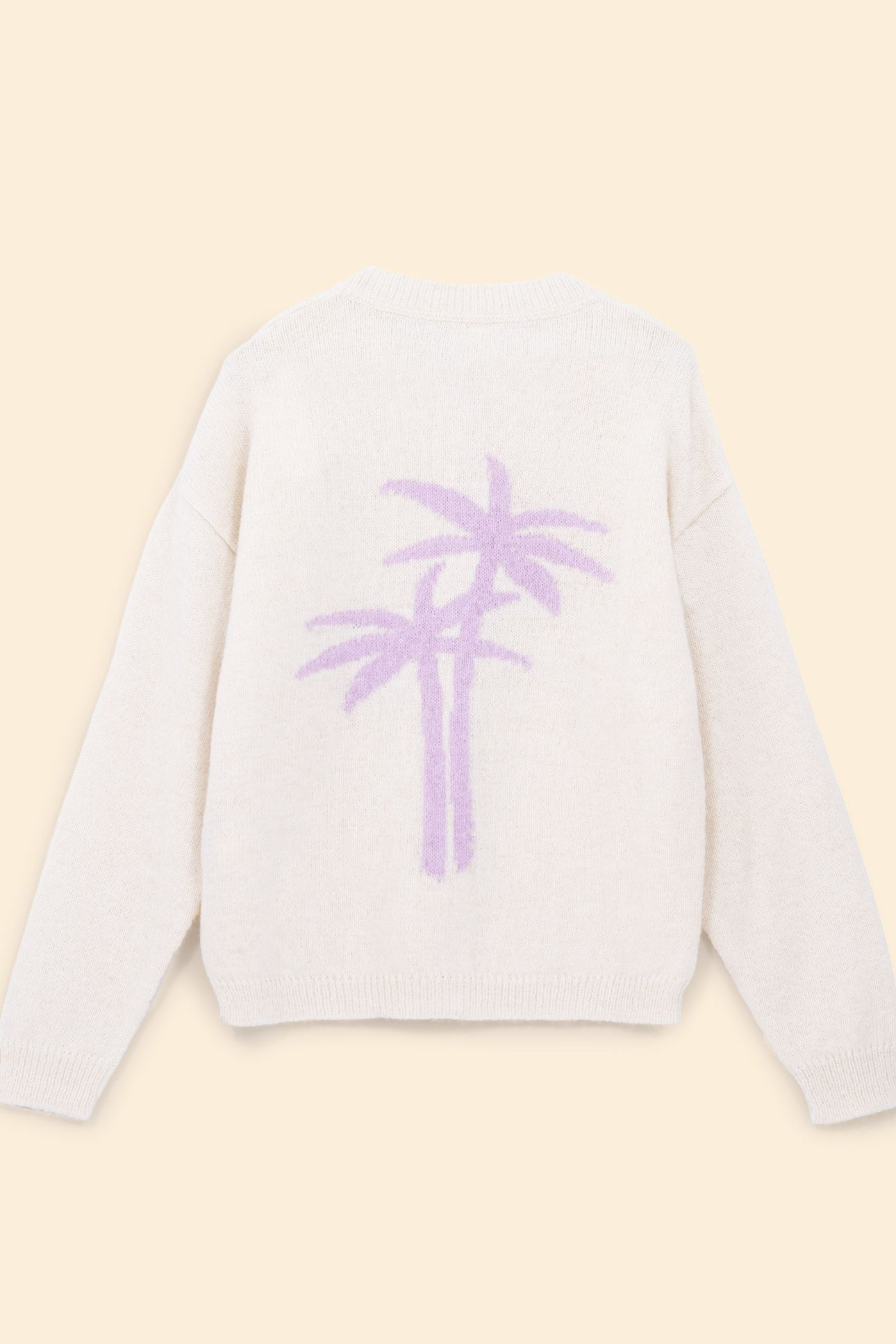 ECRU KNIT CARDIGAN WITH PALM TREES ON BACK OFF-WHITE 7