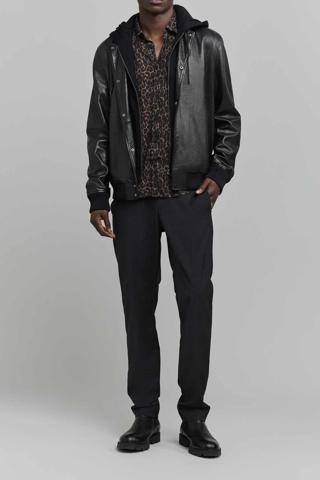 SLIM GREY LEOPARD PRINT SHIRT 3