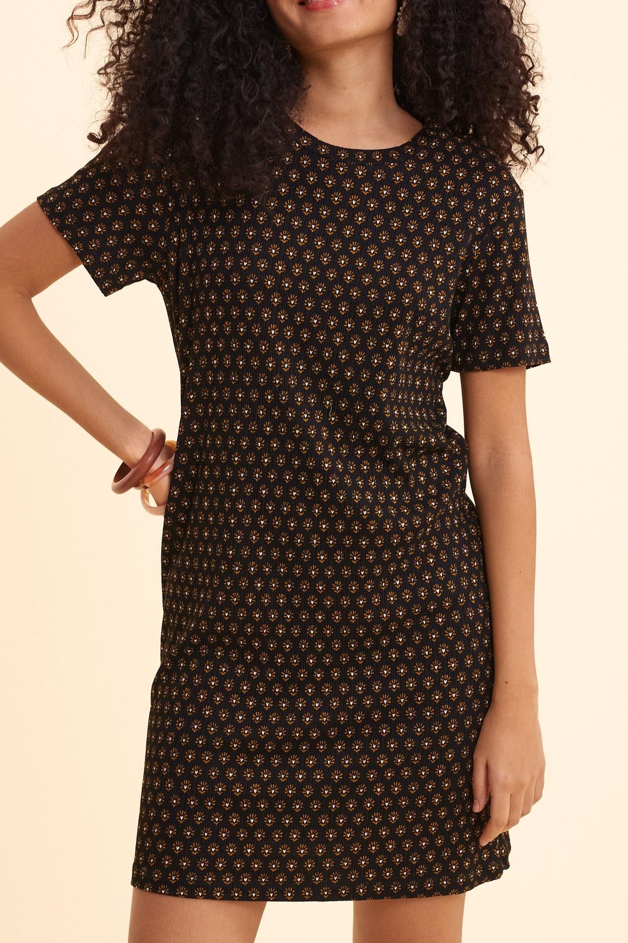 BLACK FLORAL-PRINT DRESS BLACK 2