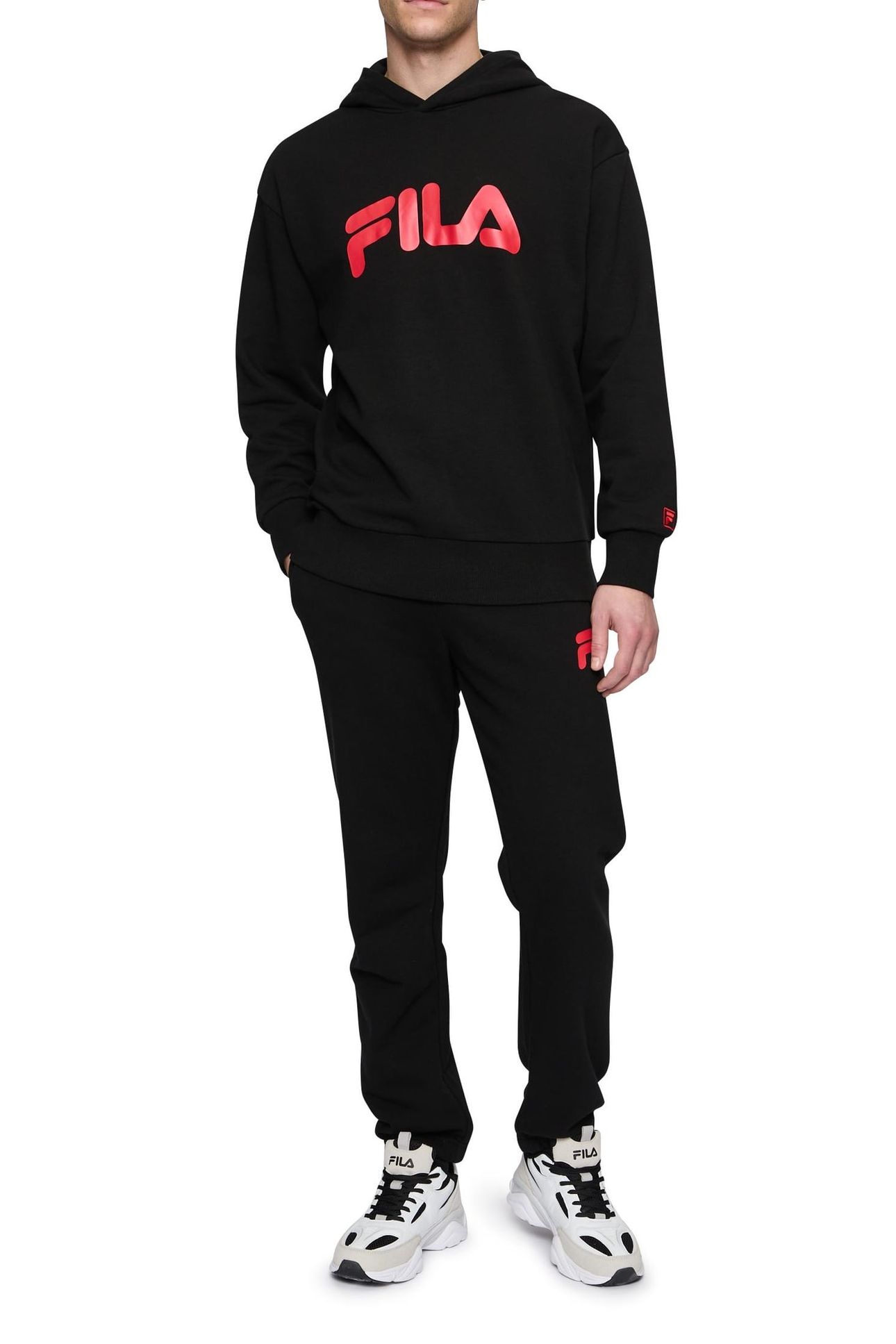LAGESSE LOOSE SWEAT PANTS BLACK-TRUE RED 1