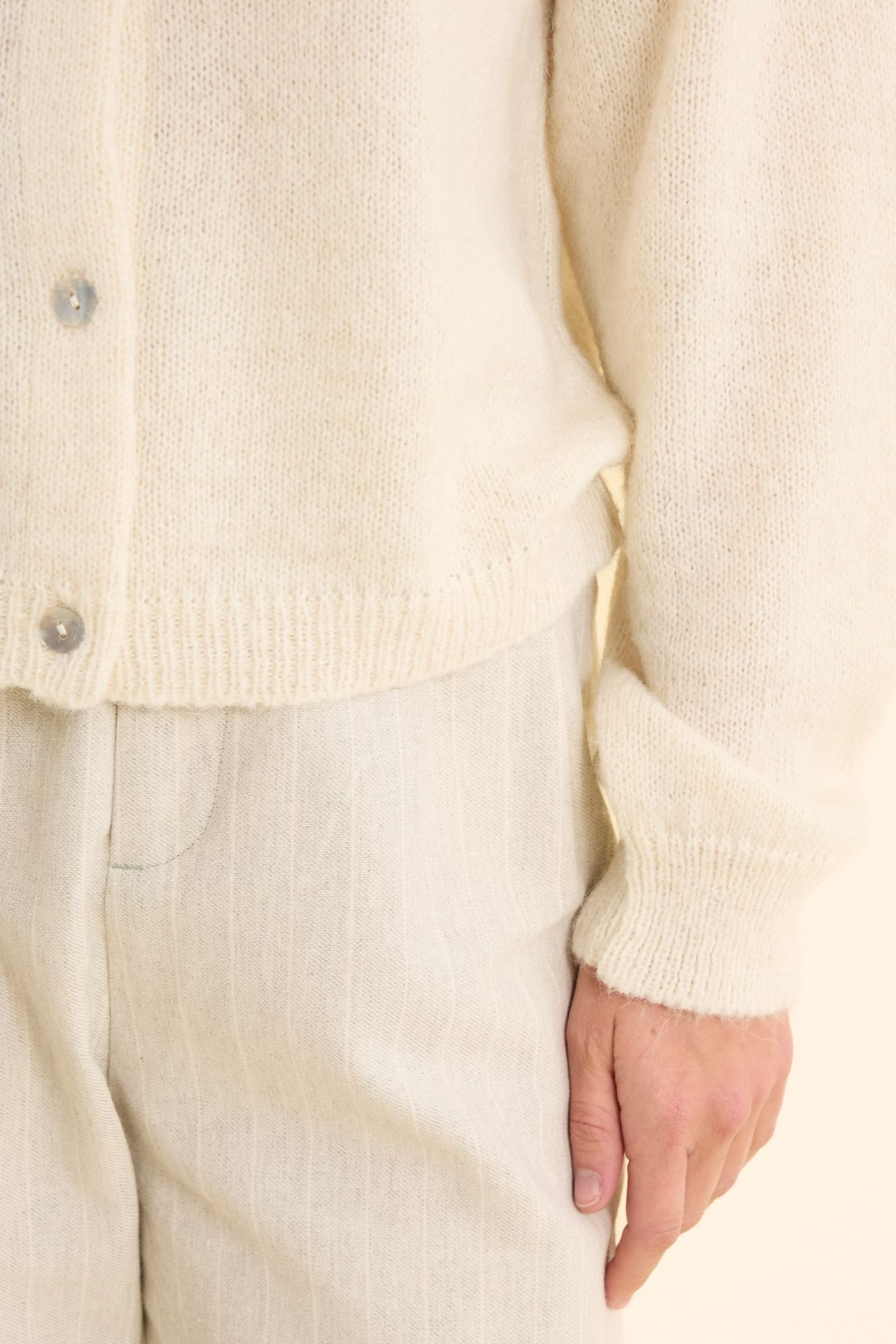 ECRU KNIT CARDIGAN WITH PALM TREES ON BACK OFF-WHITE 5
