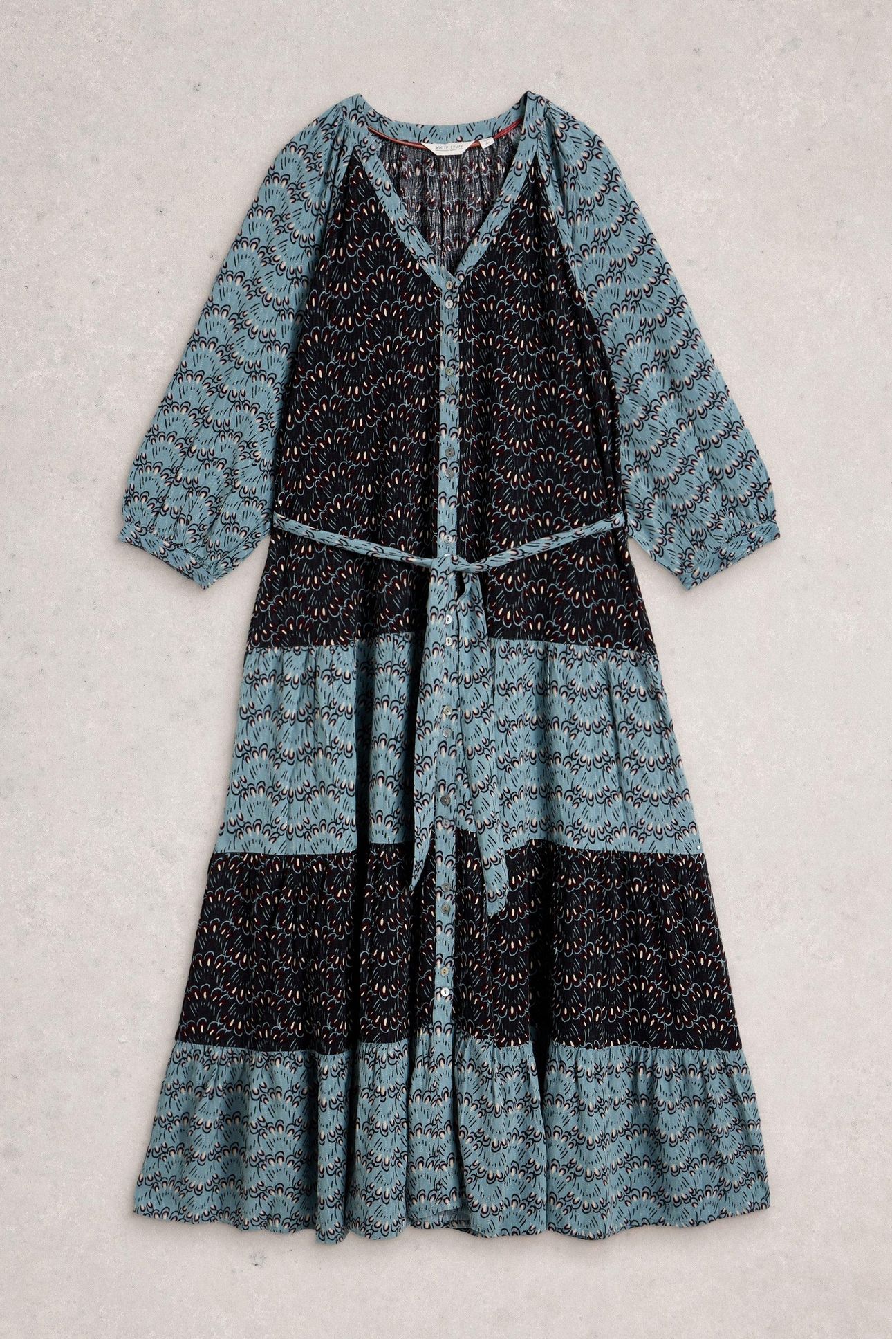 CLEMENTINE MIDI DRESS BLUE MULTI 3