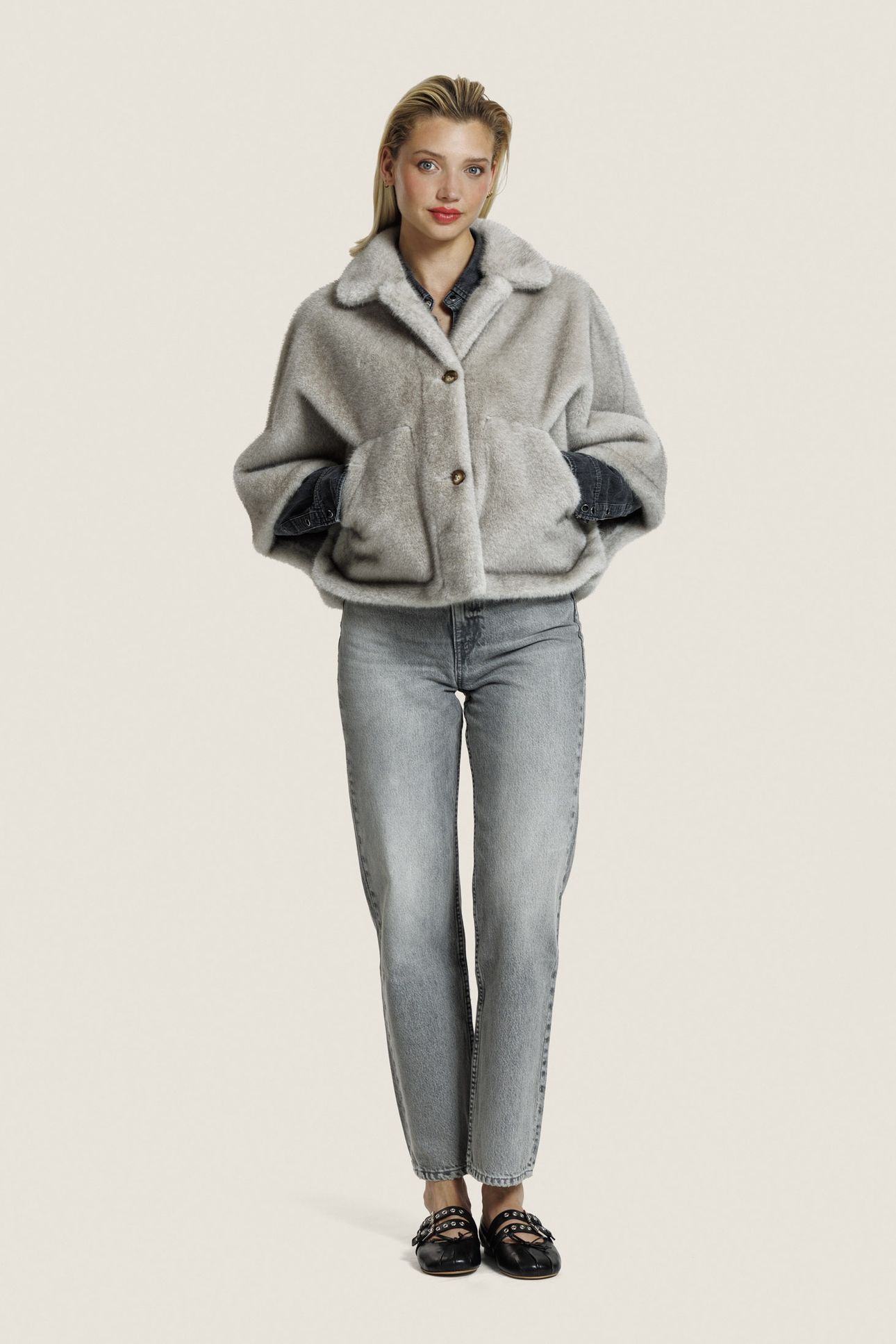 LENA FUR JACKET CLAY 2