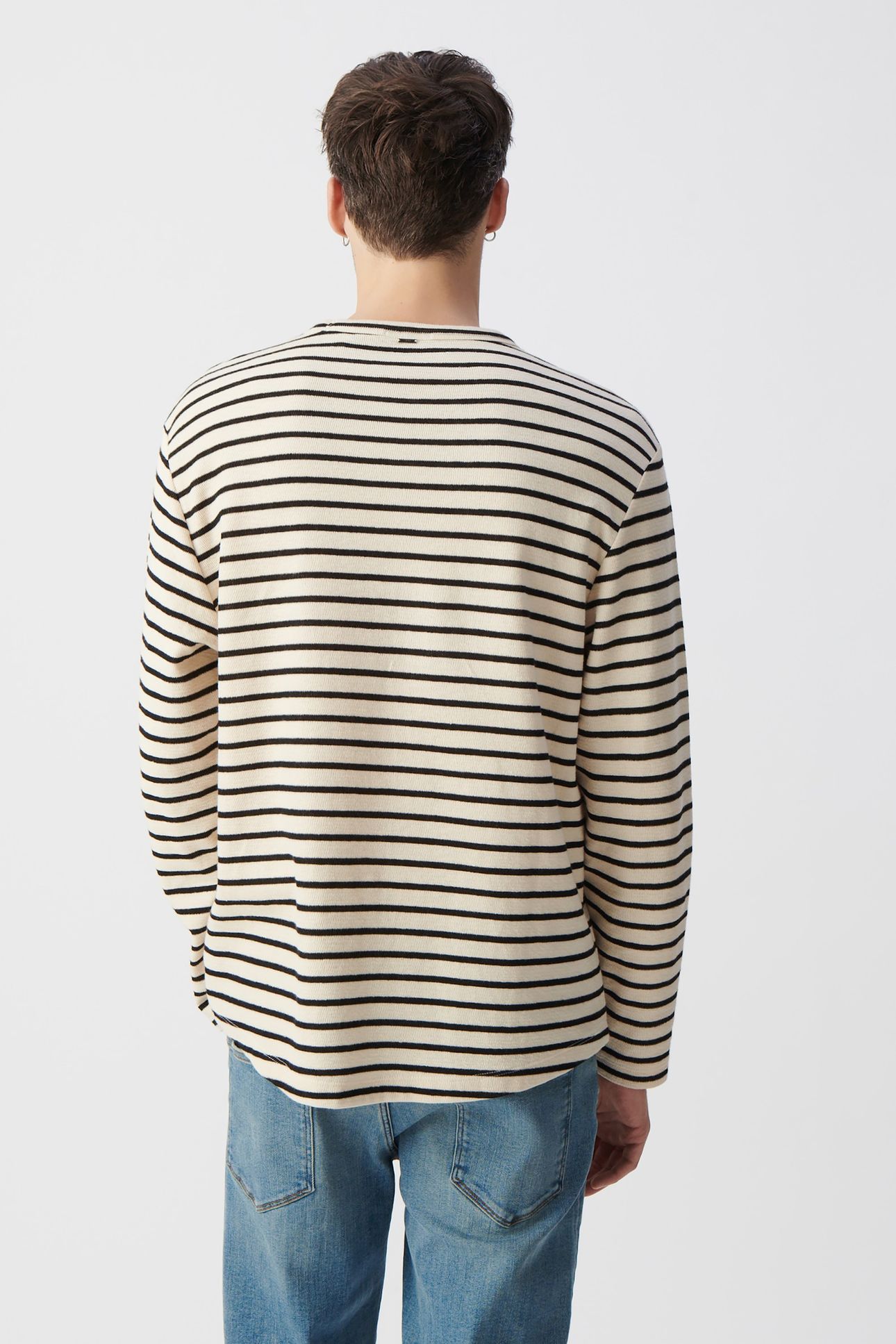 BLACK STRIPED LINEN SAILOR T-SHIRT WITH EMBROIDERY 3