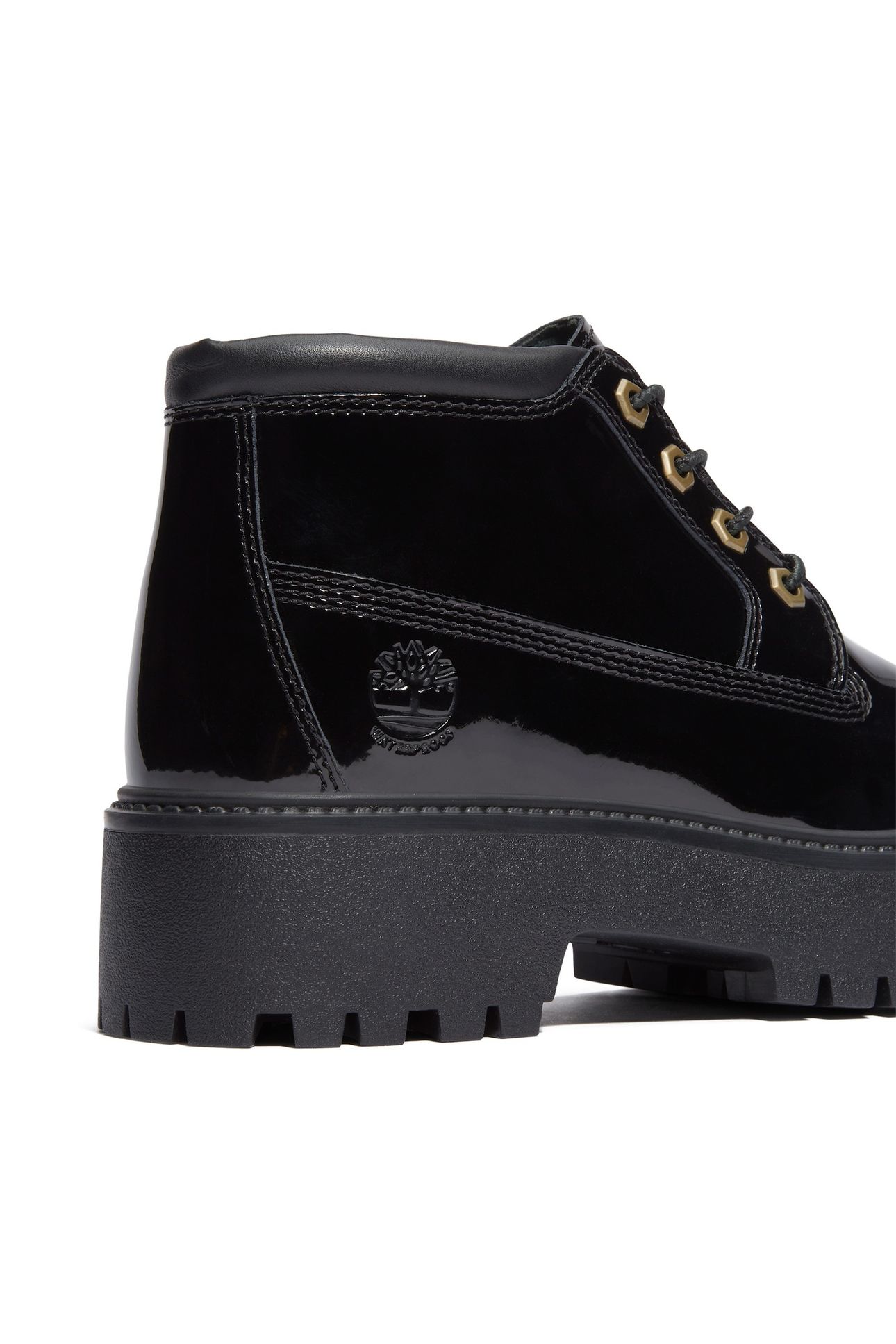 STONE STREET MID LACE UP WATERPROOF BOOT BLACK PATENT LEATHE 9