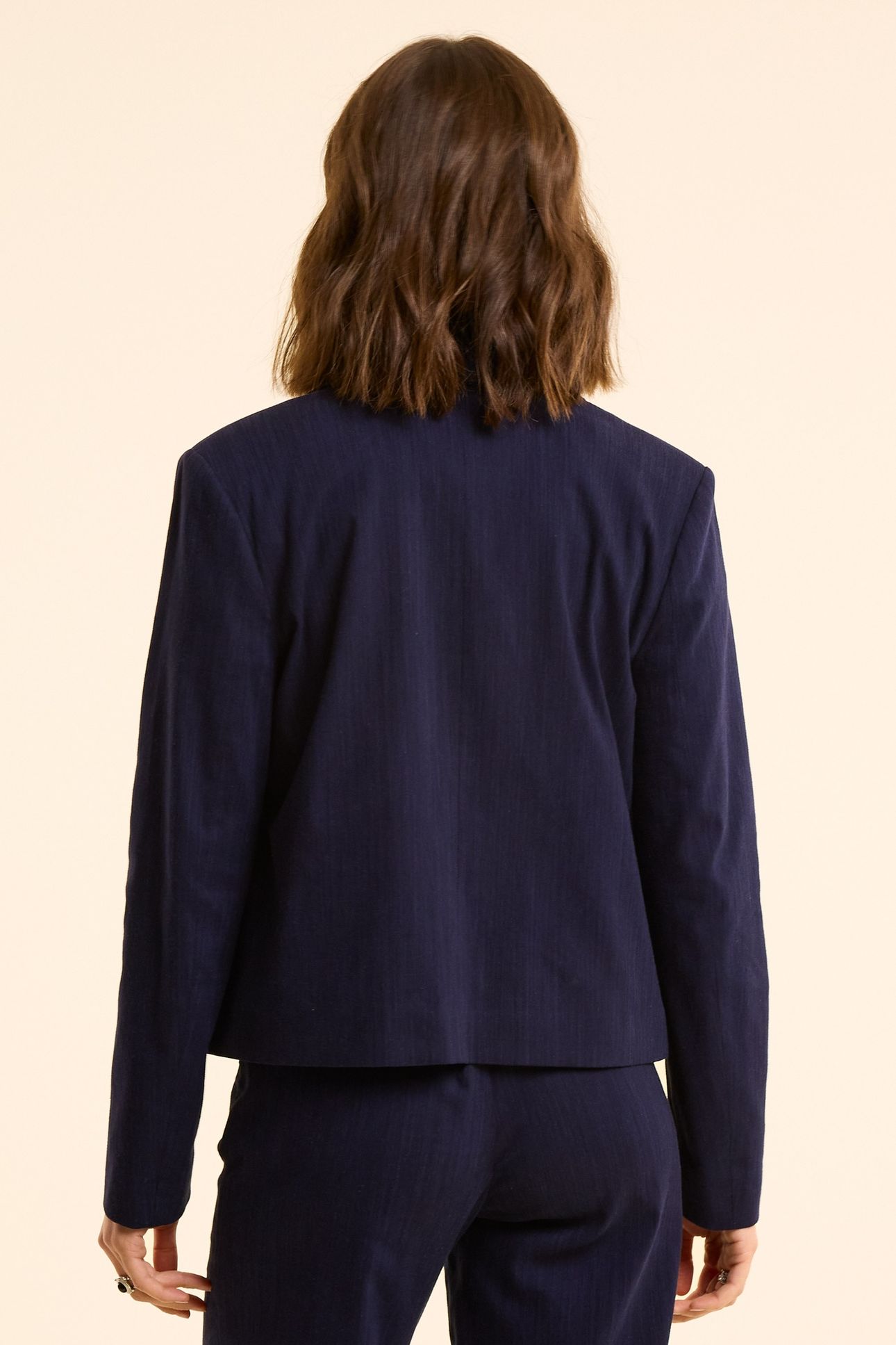 NAVY SEMI-PLAIN SUIT JACKET MARINE 4