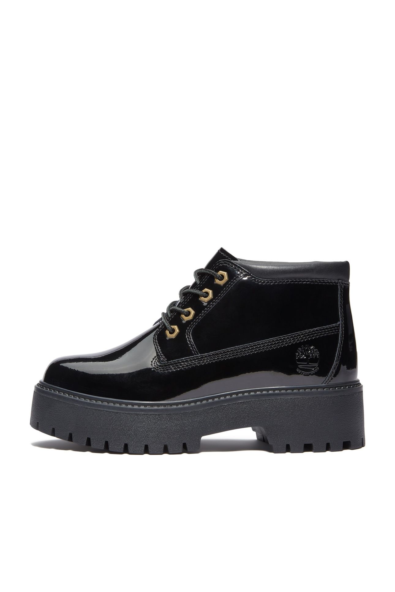 STONE STREET MID LACE UP WATERPROOF BOOT BLACK PATENT LEATHE 7