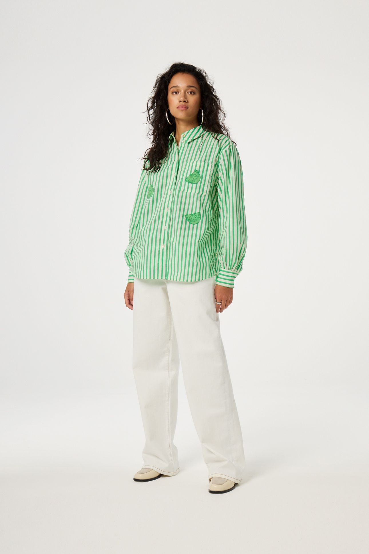 ALEX BLOUSE WARM WHITE/GREEN APP 1