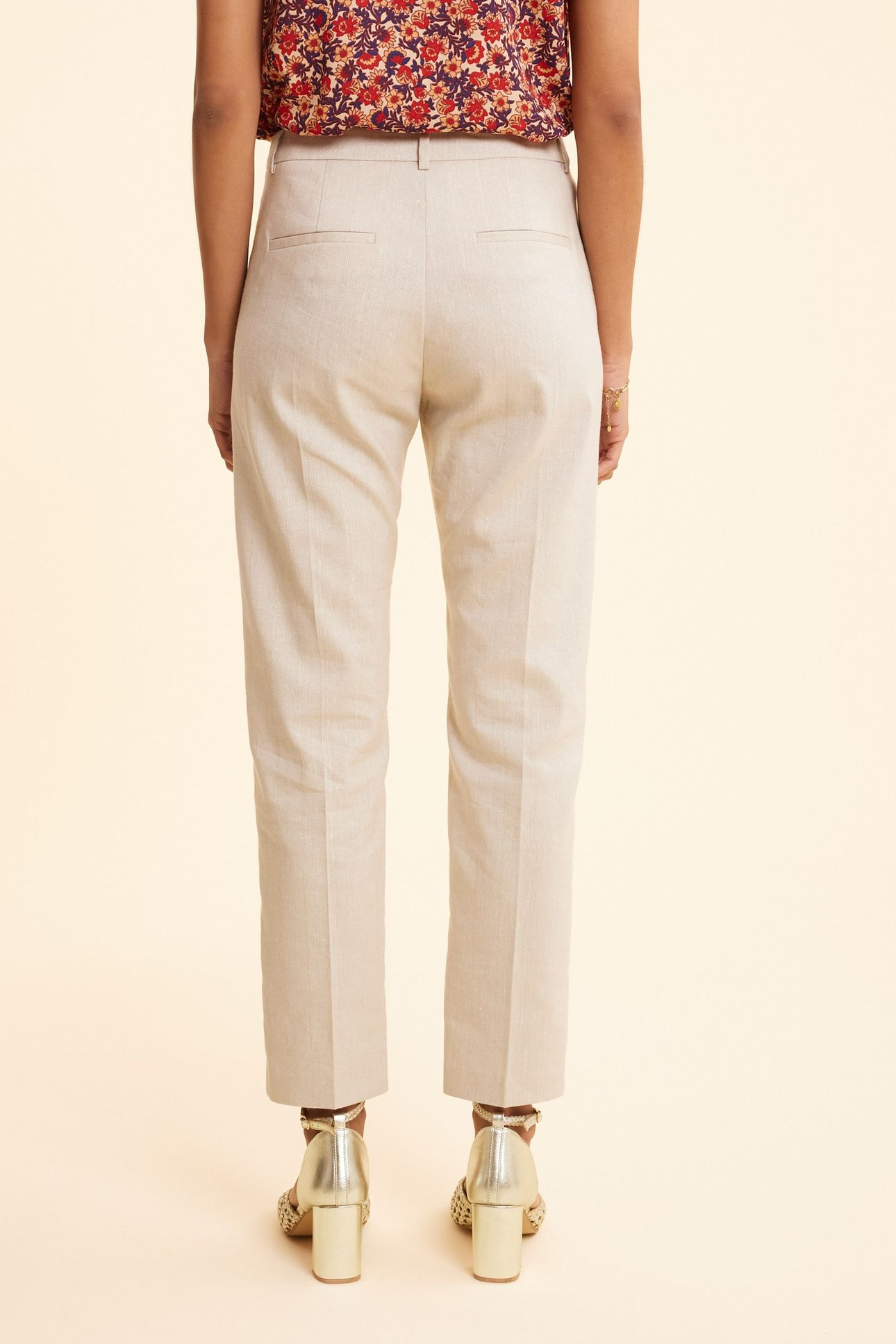ECRU LUREX PINSTRIPE PATTERN SUIT PANTS ECRU 4