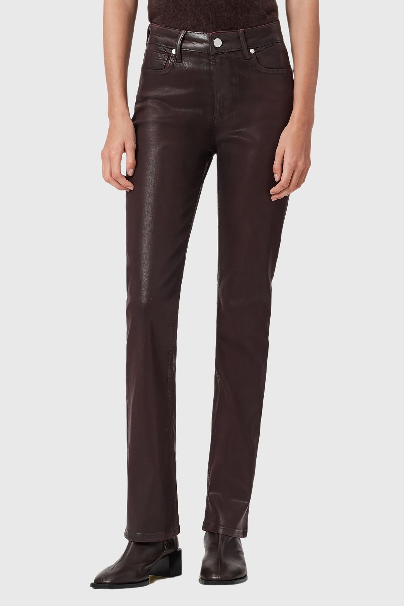 HALDAN COATED JEAN BURGUNDY RED 2