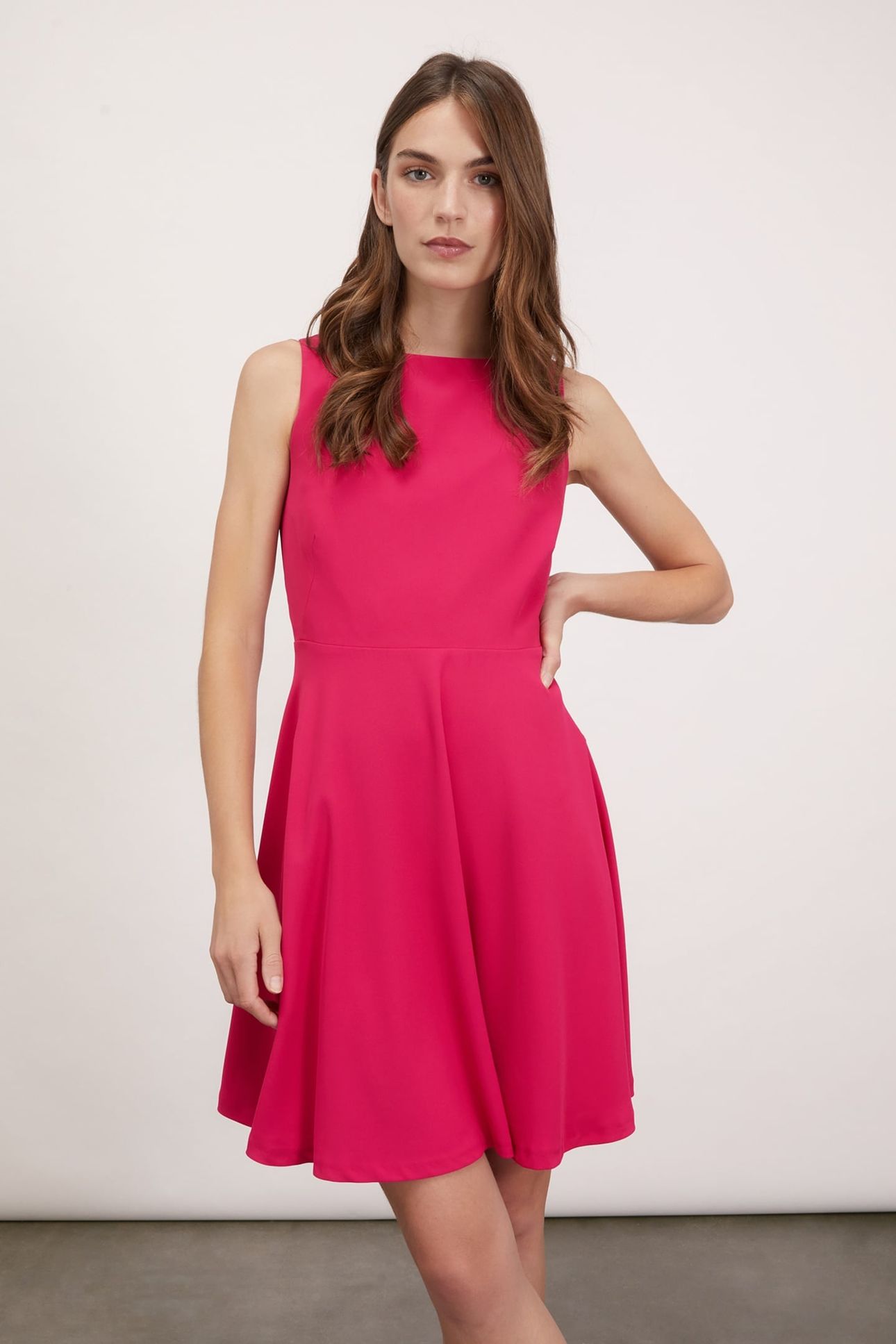 CREPE FABRIC MINI DRESS FUCHSIA 1