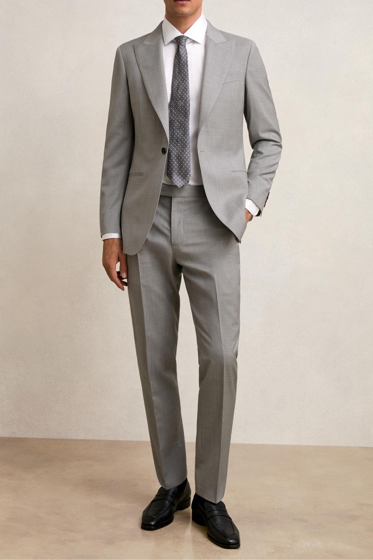 PLAIN WOOL MIXER TROUSER MID GREY 1
