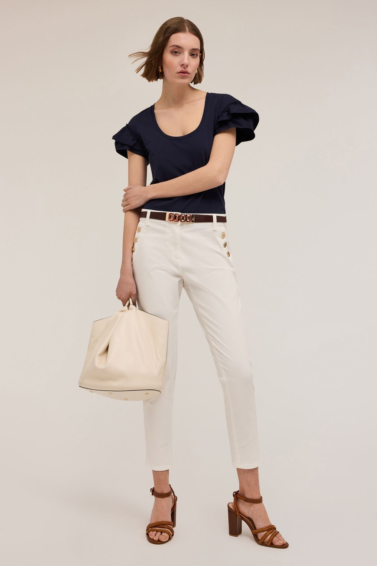 REGULAR TROUSERS WITH METAL BUTTONS WHITE 1