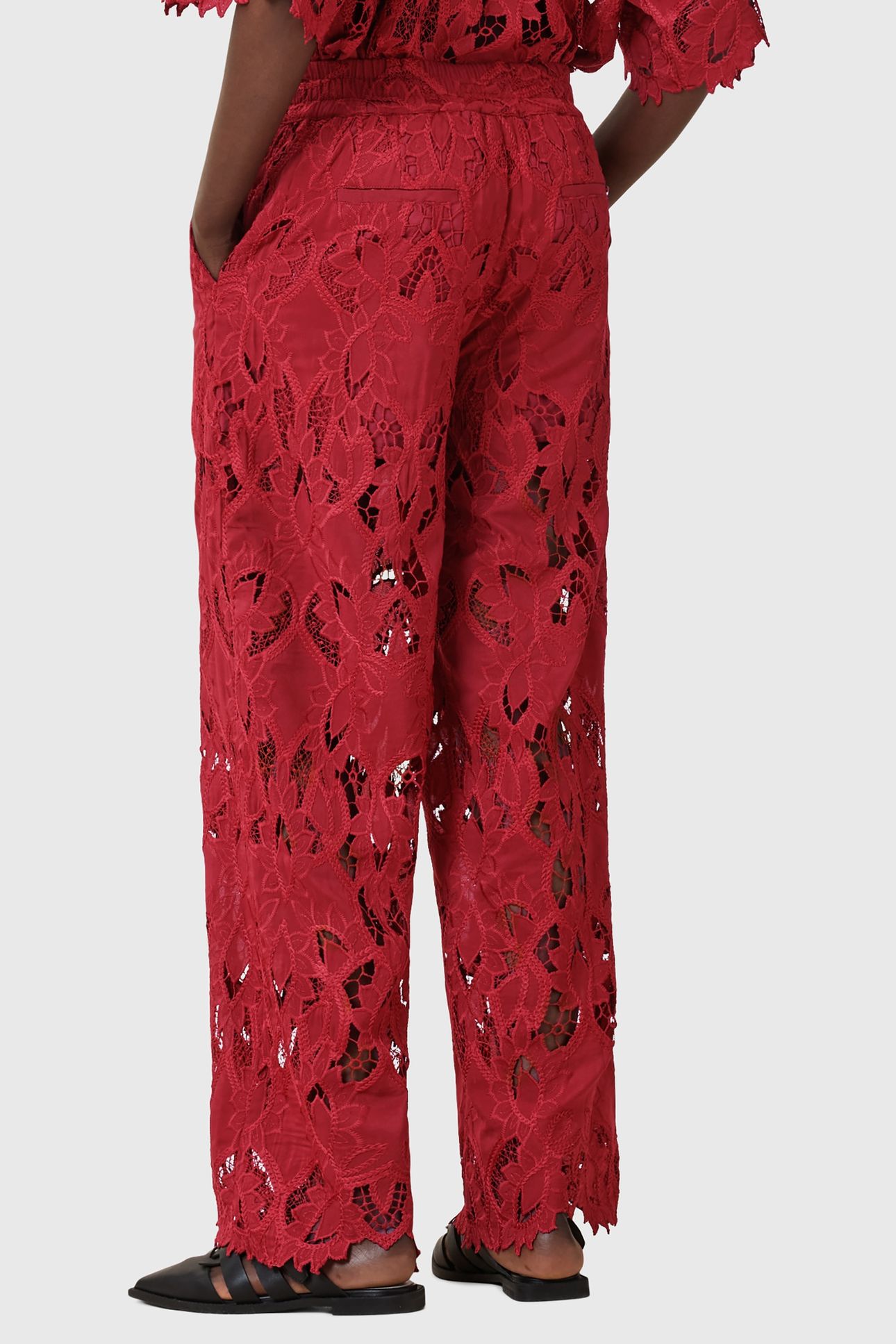 CHARLI EMB TROUSER BURNT BRICK RED 5
