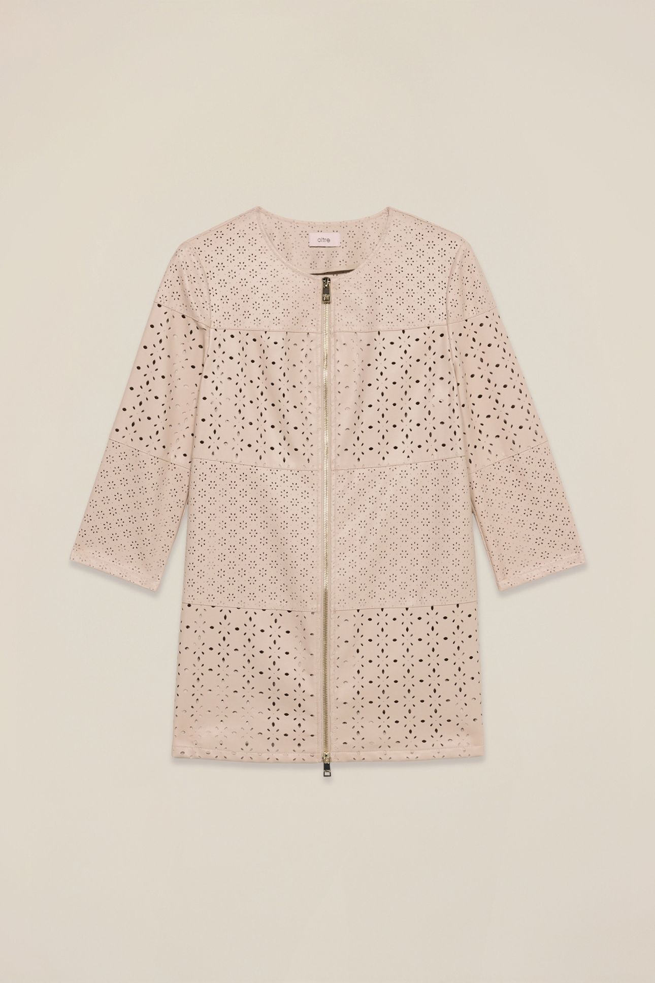 PERFORATED MIDI JACKET BEIGE 3