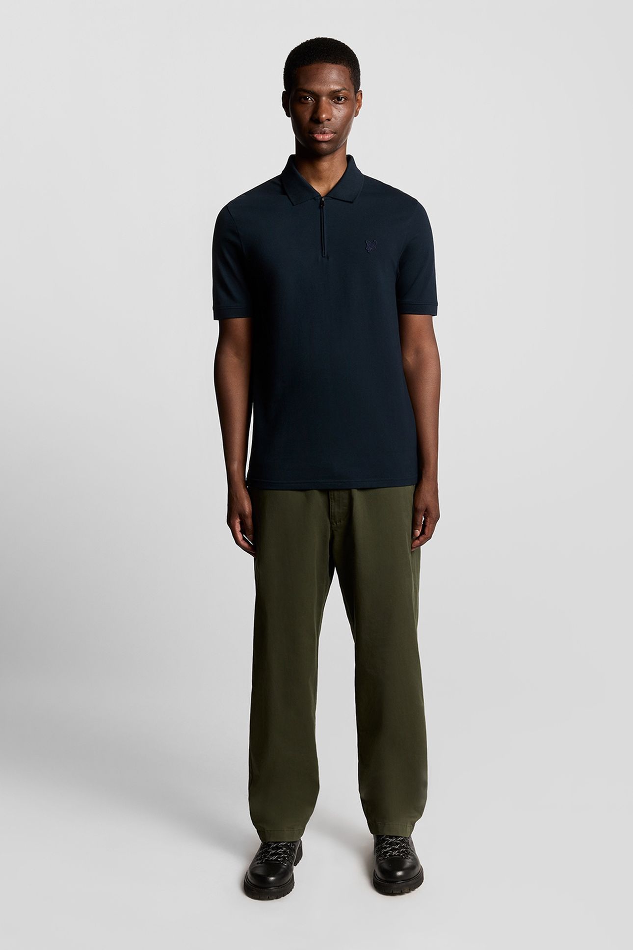 SUPERFINE PIQUE ZIP POLO SHIRT CARBON 1